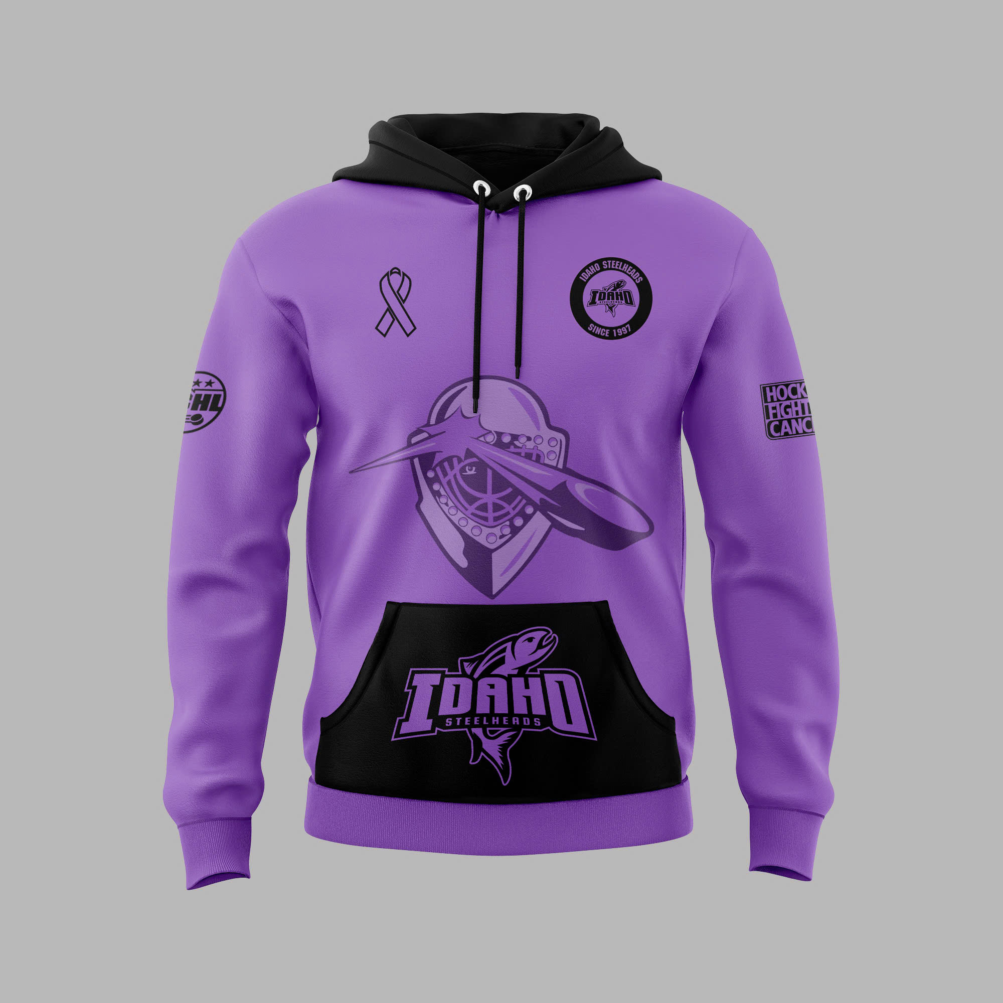 Idaho Steelheads x Hockey Fights Cancer Pullover Hoodie - Famjoys Idaho Steelheads x Hockey Fights Cancer Pullover Hoodie - Famjoys