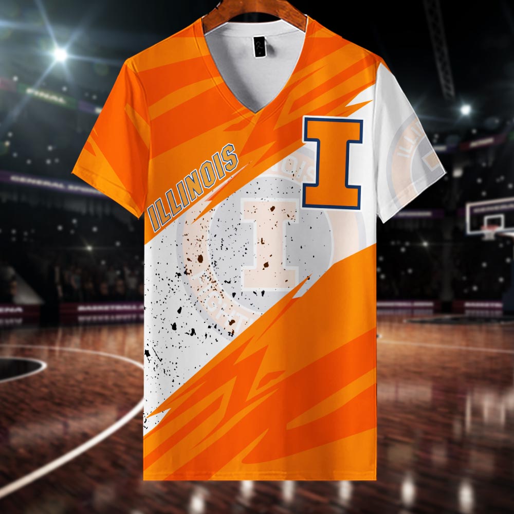 Illinois Fighting Illini All Over Print Apparel - Famjoys Illinois Fighting Illini All Over Print Apparel - Famjoys
