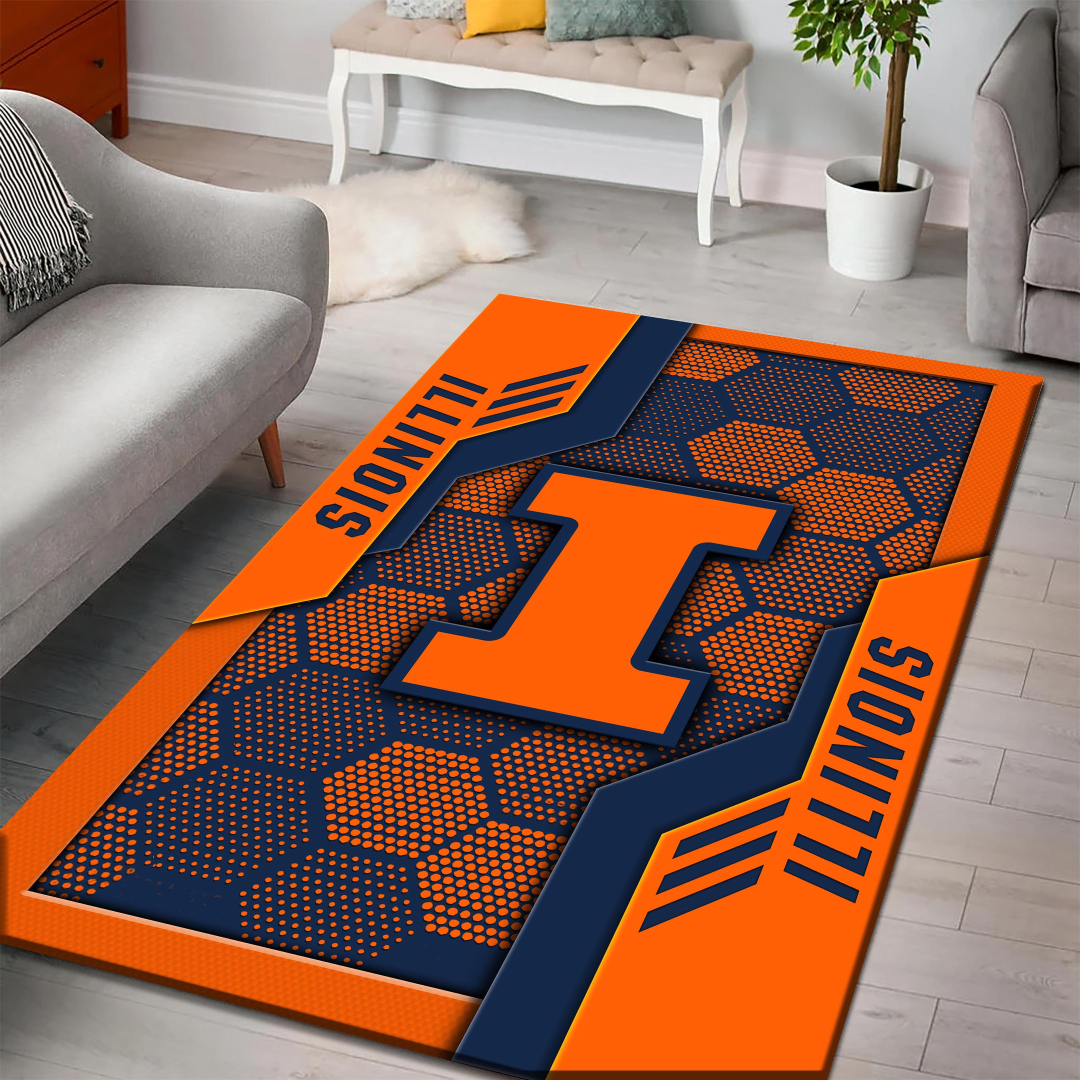 Illinois Fighting Illini Area Rugs 3738 - Famjoys Illinois Fighting Illini Area Rugs 3738 - Famjoys