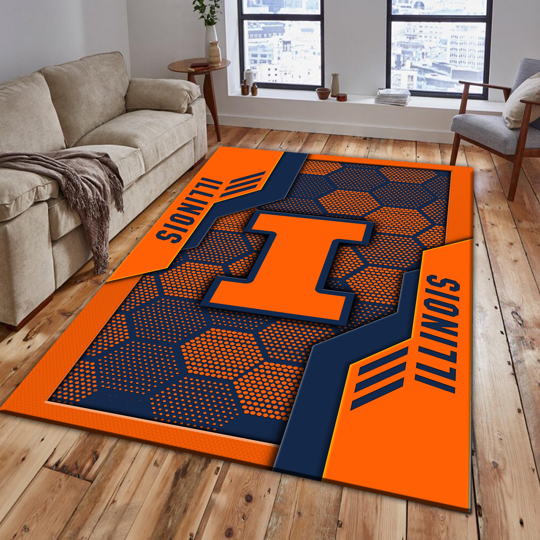 Illinois Fighting Illini Area Rugs 3738 - Famjoys Illinois Fighting Illini Area Rugs 3738 - Famjoys