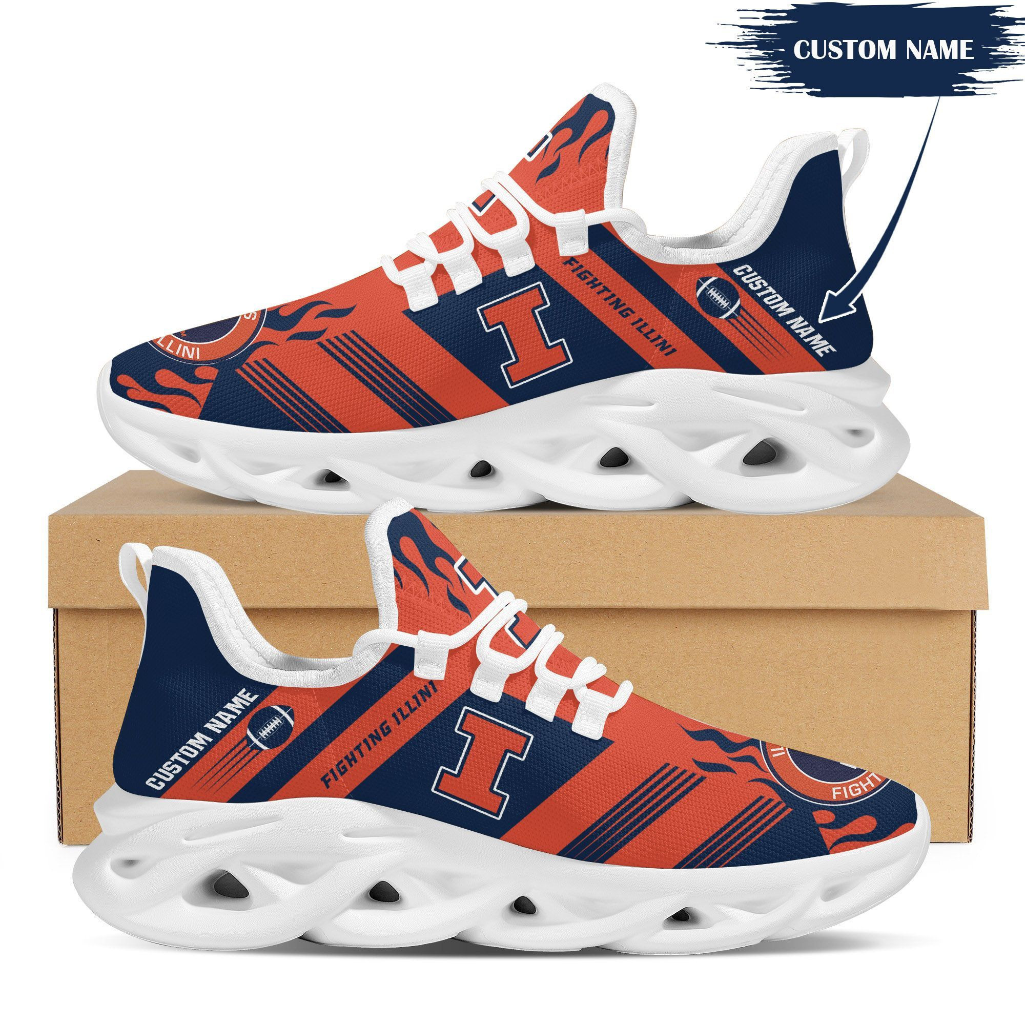Illinois Fighting Illini Custom Personalized Max Soul Sneakers Shoes