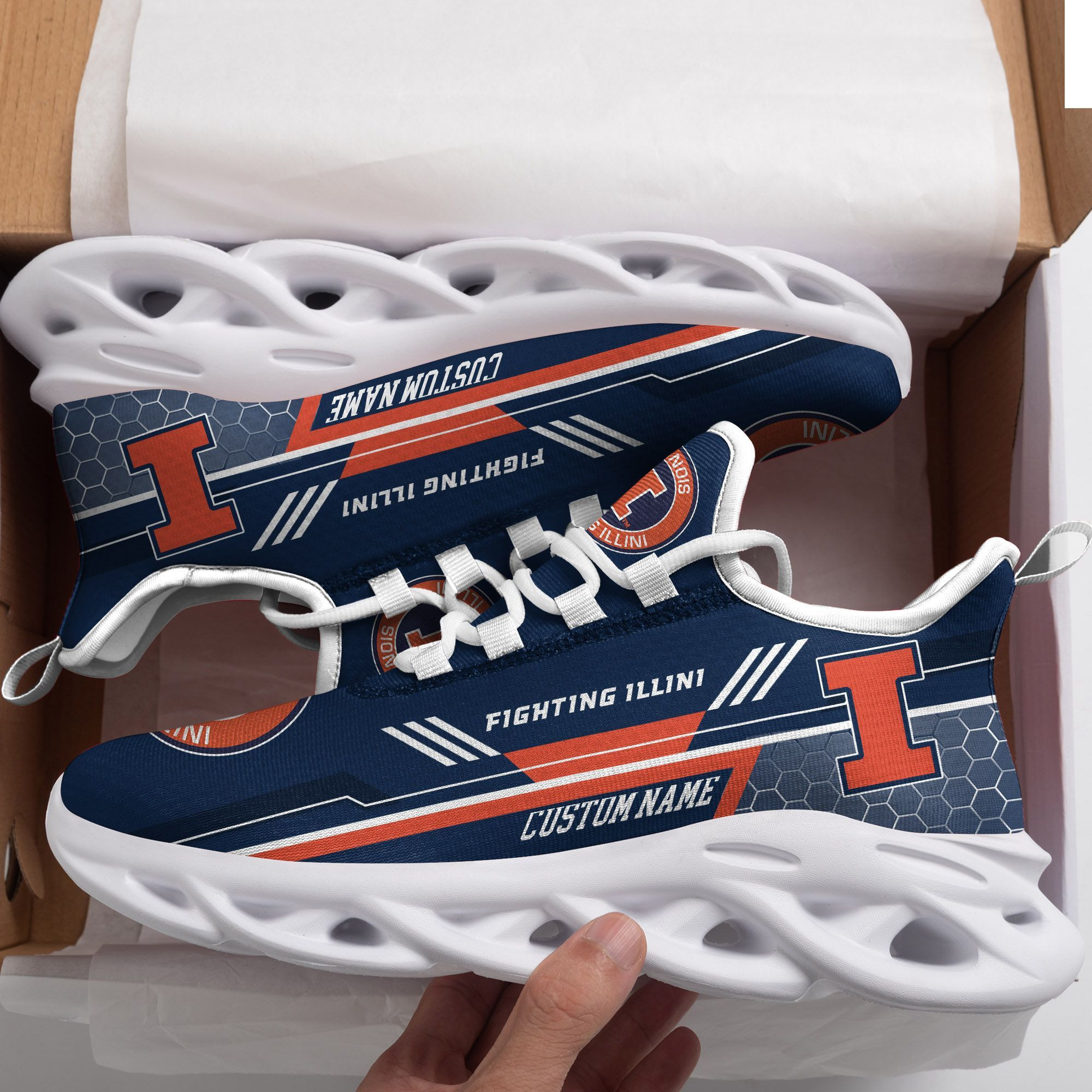 Illinois Fighting Illini Custom Personalized Max Soul Sneakers Shoes