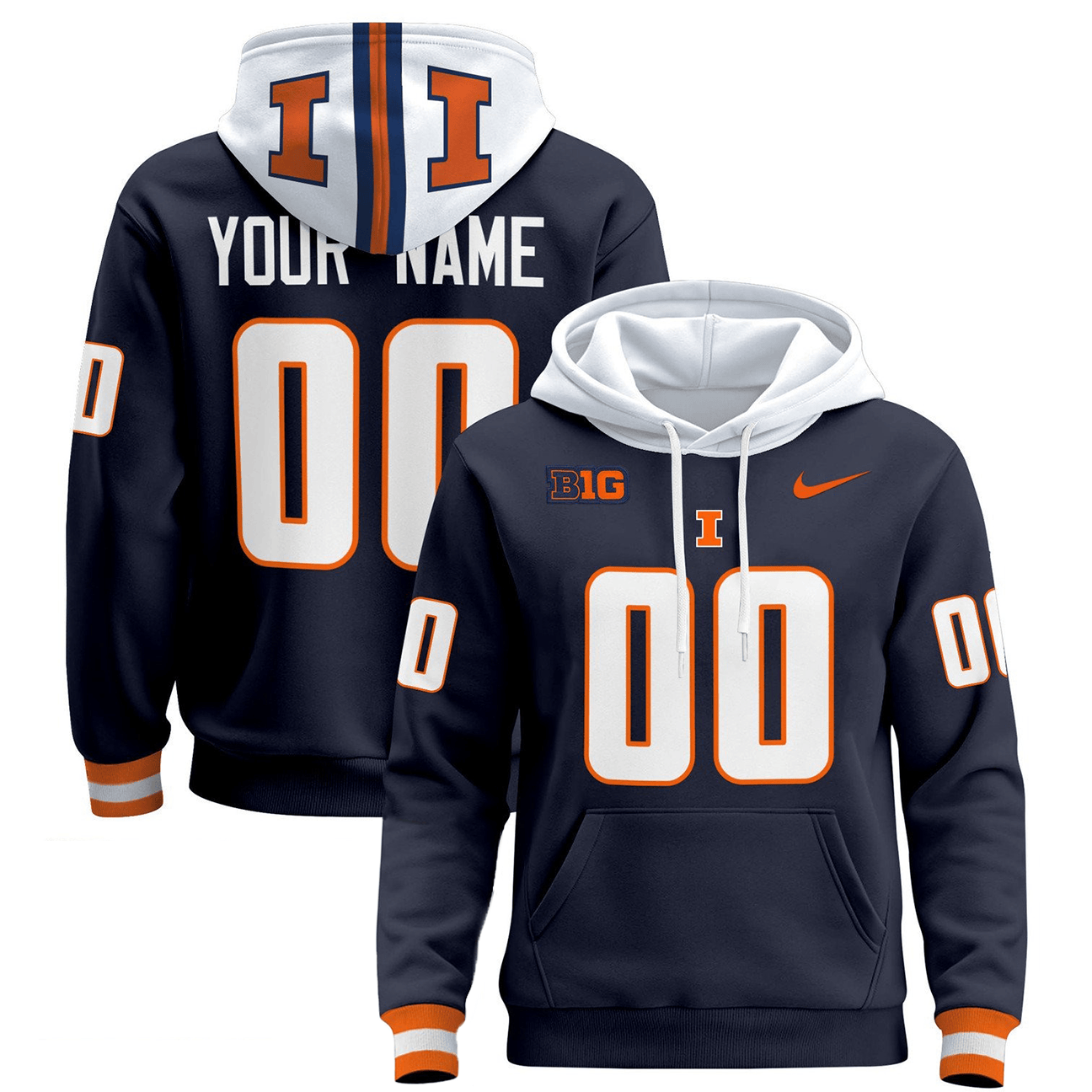 Illinois Fighting Illini Foofball Hoodie - Famjoys Illinois Fighting Illini Foofball Hoodie - Famjoys