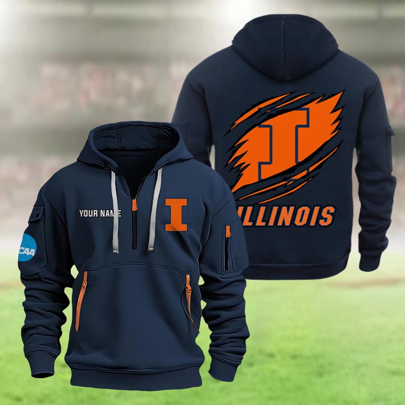 Illinois Fighting Illini Heavy Hoodie - Famjoys Illinois Fighting Illini Heavy Hoodie - Famjoys