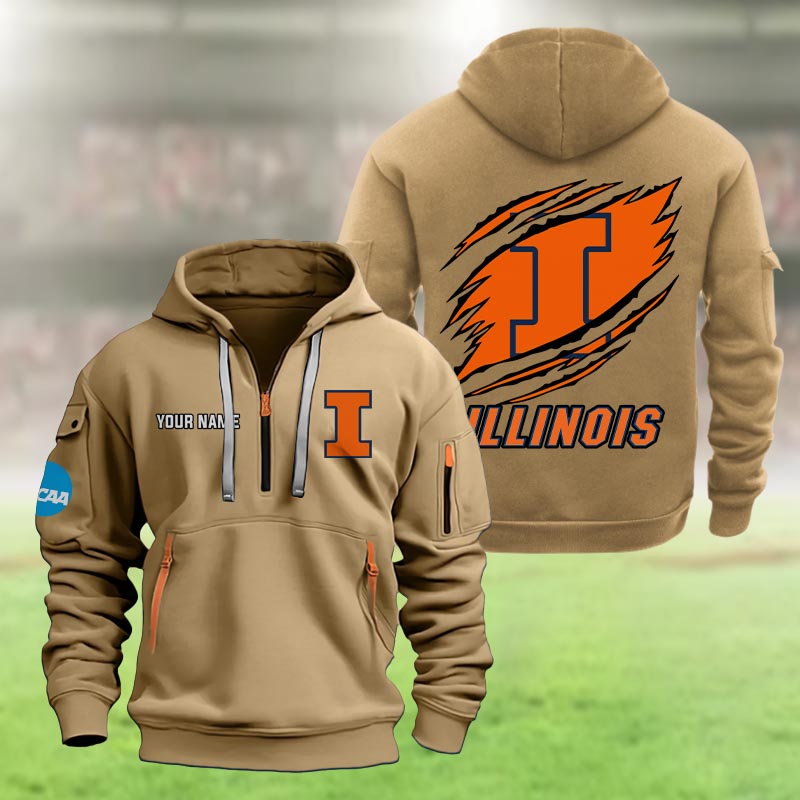 Illinois Fighting Illini Heavy Hoodie - Famjoys Illinois Fighting Illini Heavy Hoodie - Famjoys
