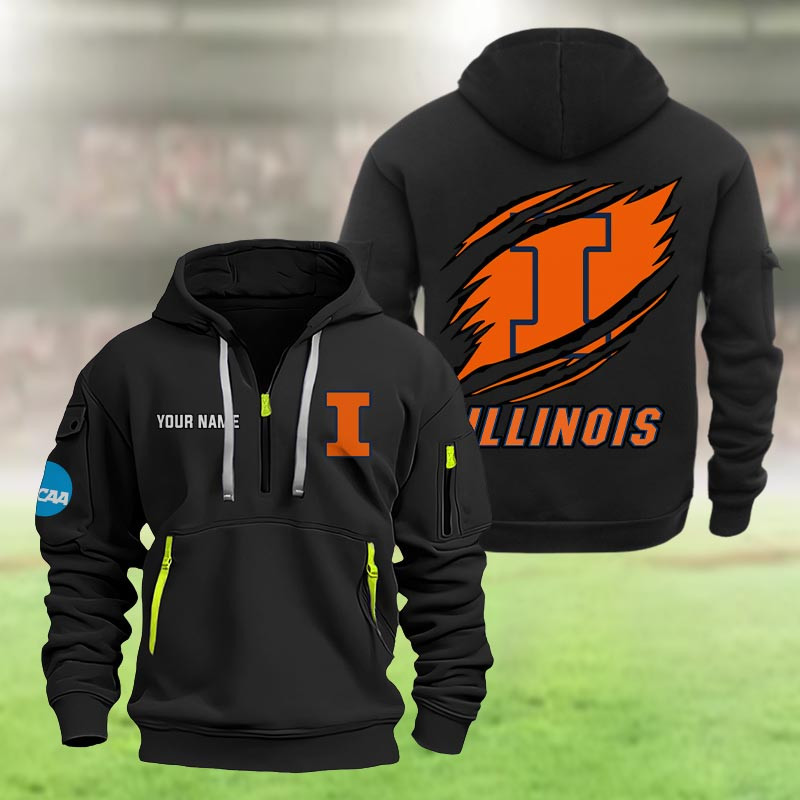 Illinois Fighting Illini Heavy Hoodie - Famjoys Illinois Fighting Illini Heavy Hoodie - Famjoys