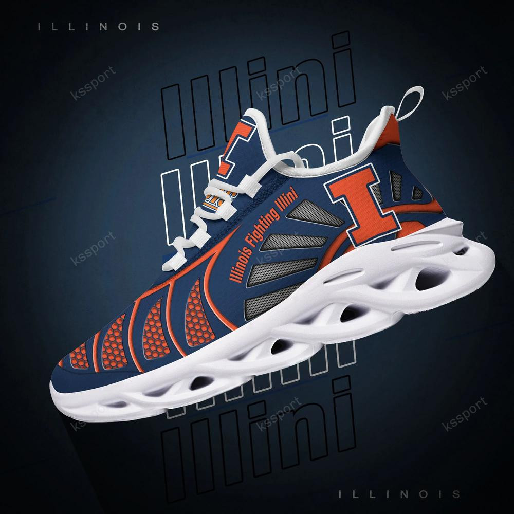 Illinois Fighting Illini Max Soul Clunky, Black And White Running Shoes - Famjoys Illinois Fighting Illini Max Soul Clunky, Black And White Running Shoes - Famjoys