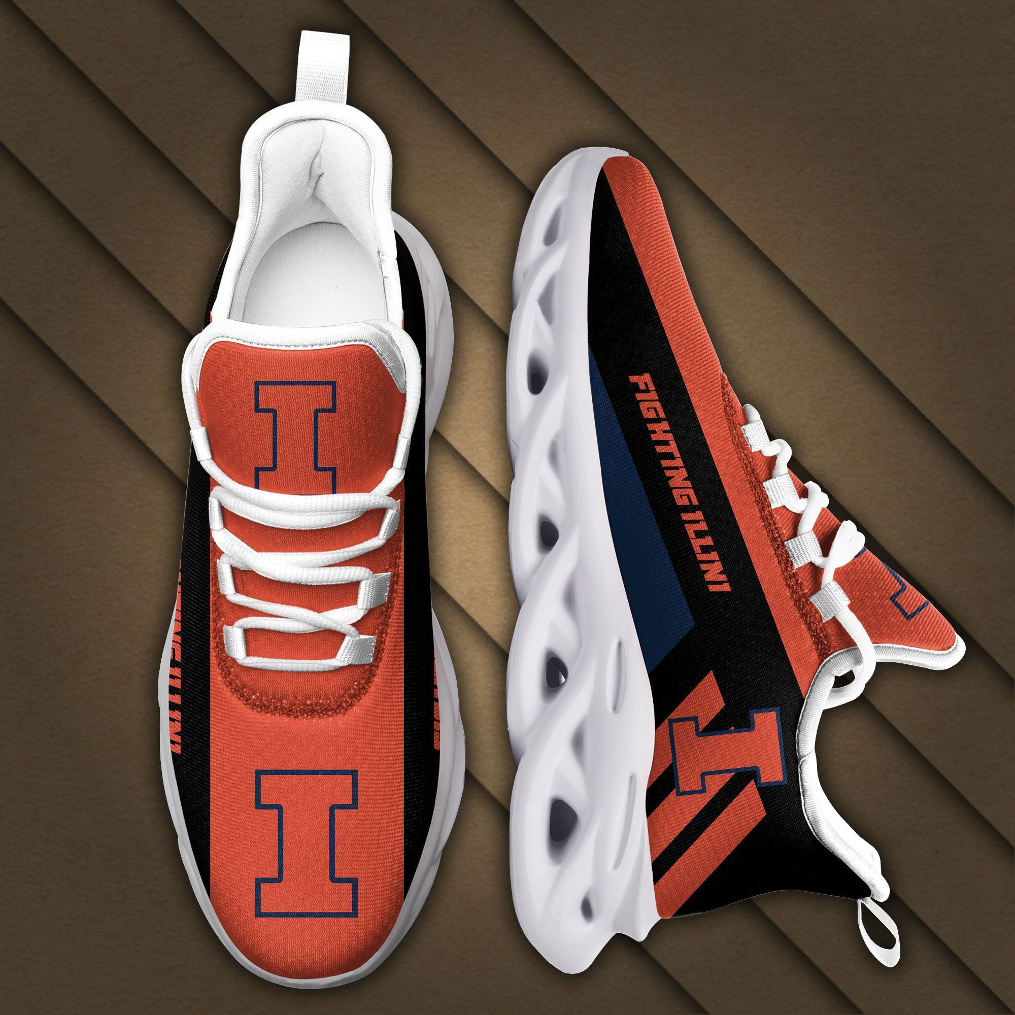 Illinois Fighting Illini Max Soul Sneakers Shoes - Famjoys Illinois Fighting Illini Max Soul Sneakers Shoes - Famjoys