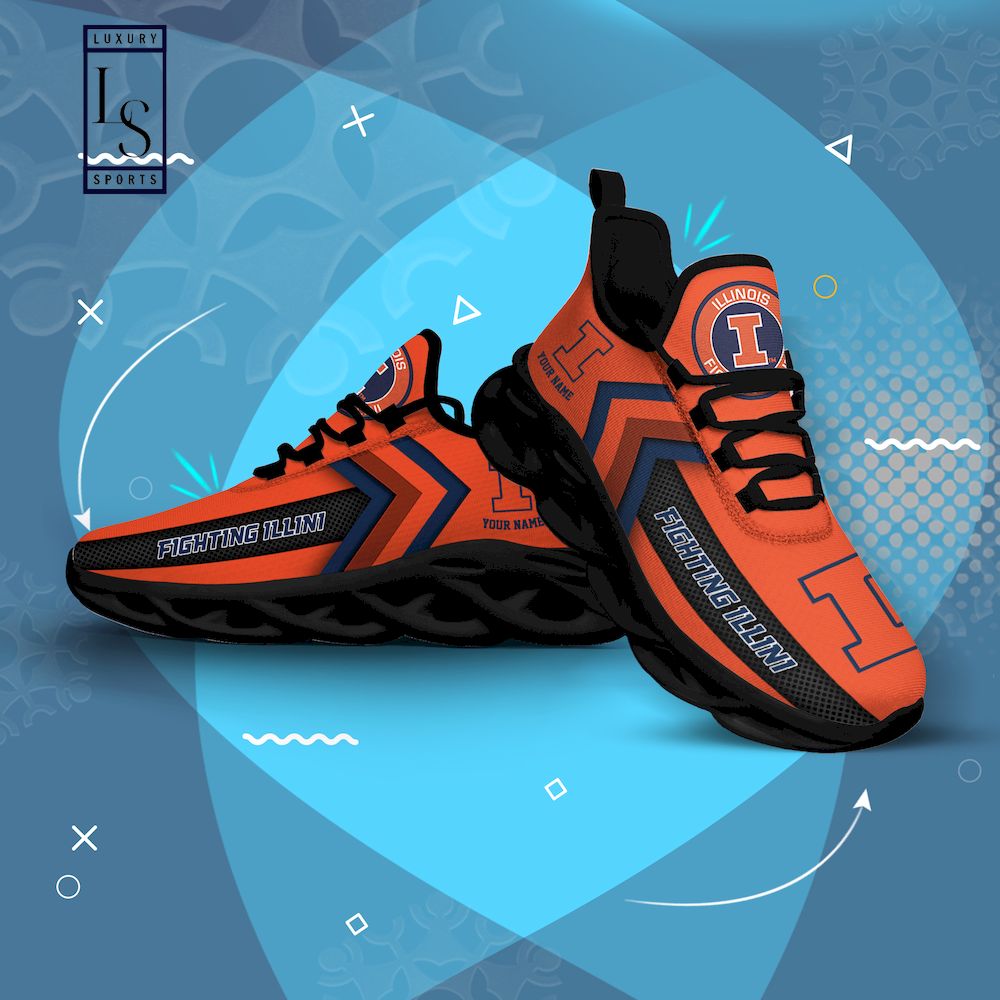 Illinois Fighting Illini Personalized Max Soul Shoes - Famjoys Illinois Fighting Illini Personalized Max Soul Shoes - Famjoys