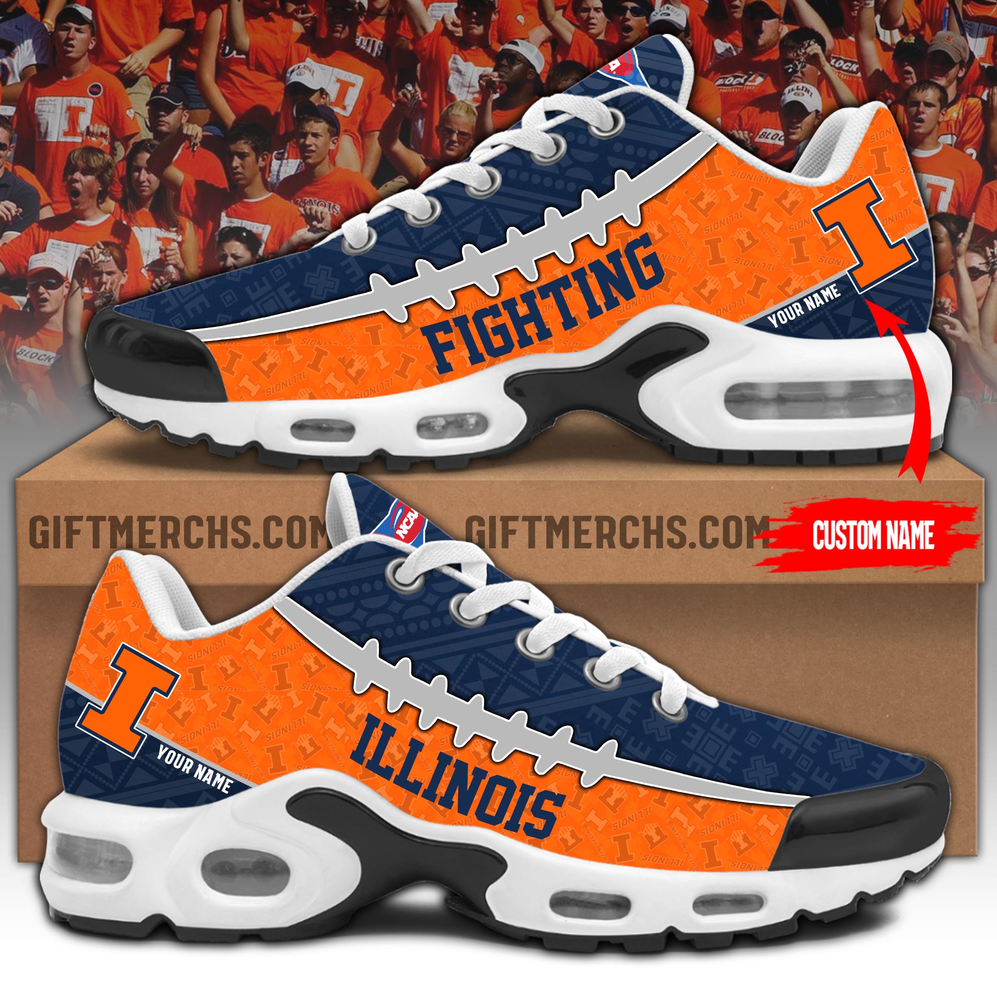 Illinois Fighting Personalized Shoes - Famjoys Illinois Fighting Personalized Shoes - Famjoys