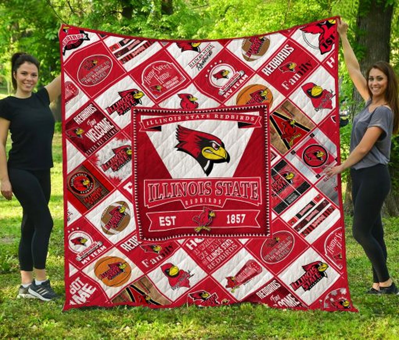 Illinois State Redbirds Quilt Blanket #1380 - Famjoys Illinois State Redbirds Quilt Blanket #1380 - Famjoys