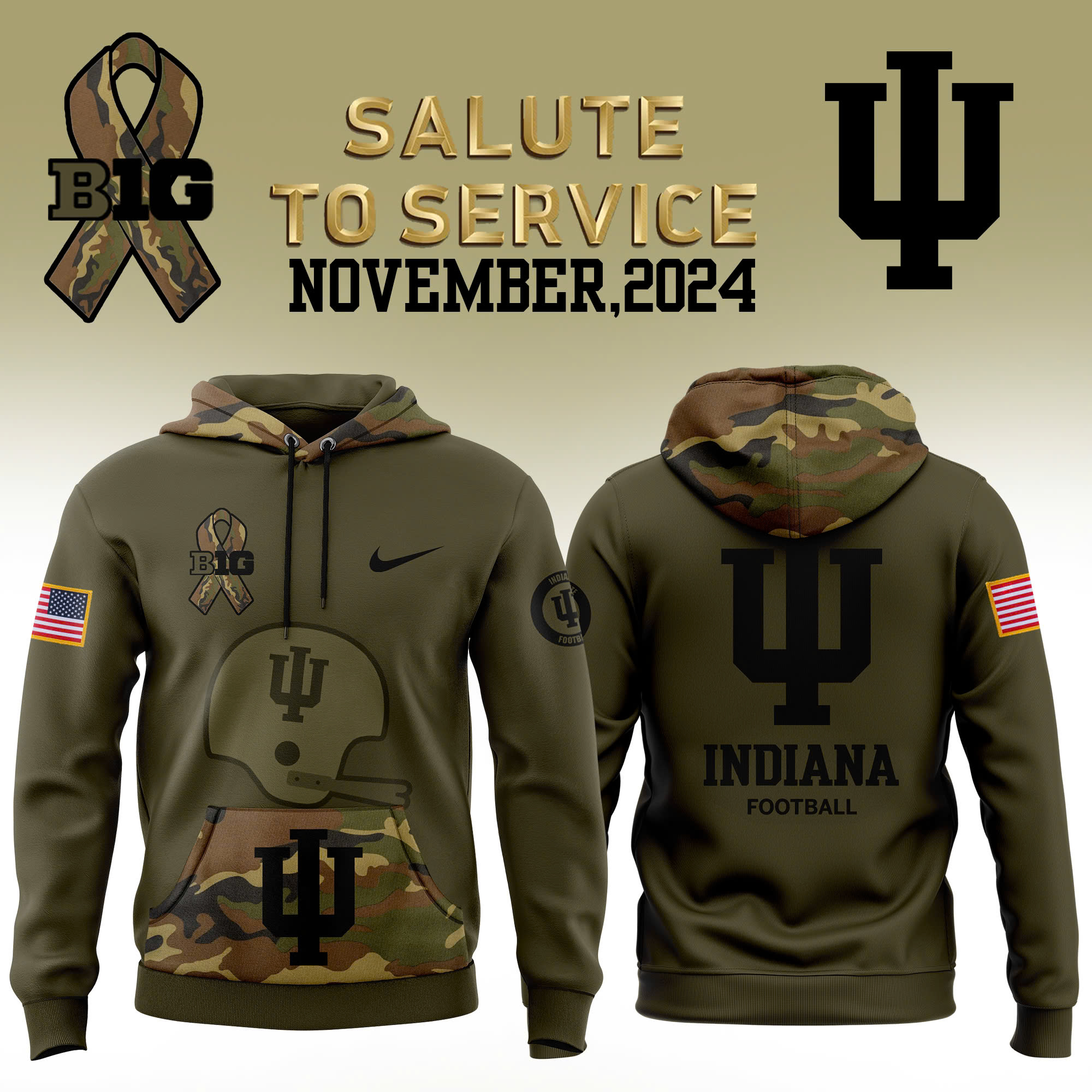 Indiana Hoosiers Football Salute to Service Club Fleece Pullover Hoodie - Famjoys Indiana Hoosiers Football Salute to Service Club Fleece Pullover Hoodie - Famjoys