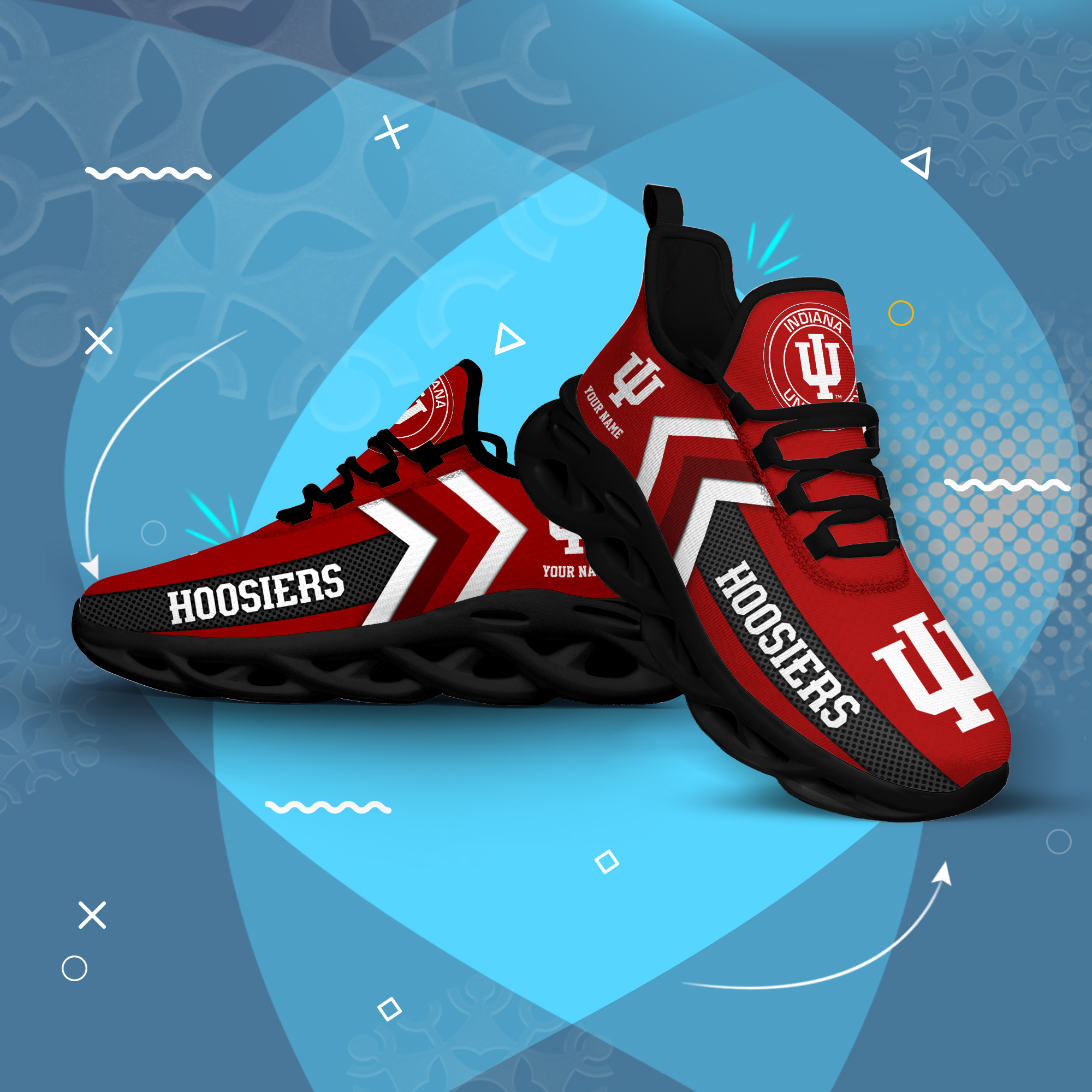Indiana Hoosiers Personalized Custom Name Max Soul Shoes DS003 - Famjoys Indiana Hoosiers Personalized Custom Name Max Soul Shoes DS003 - Famjoys