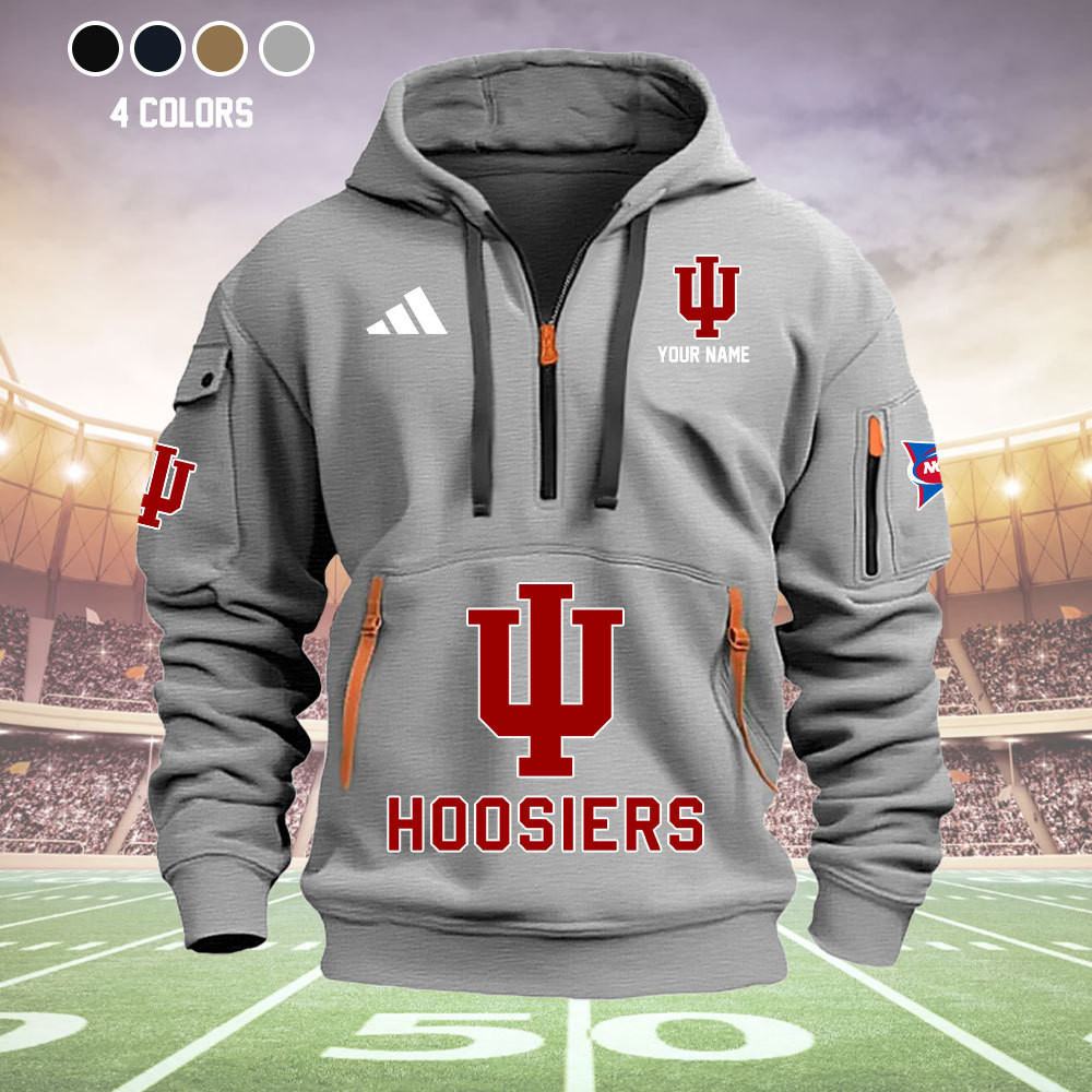 Indiana Hoosiers Quarter Zip Hoodie - Famjoys Indiana Hoosiers Quarter Zip Hoodie - Famjoys