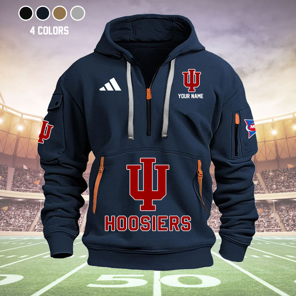 Indiana Hoosiers Quarter Zip Hoodie - Famjoys Indiana Hoosiers Quarter Zip Hoodie - Famjoys
