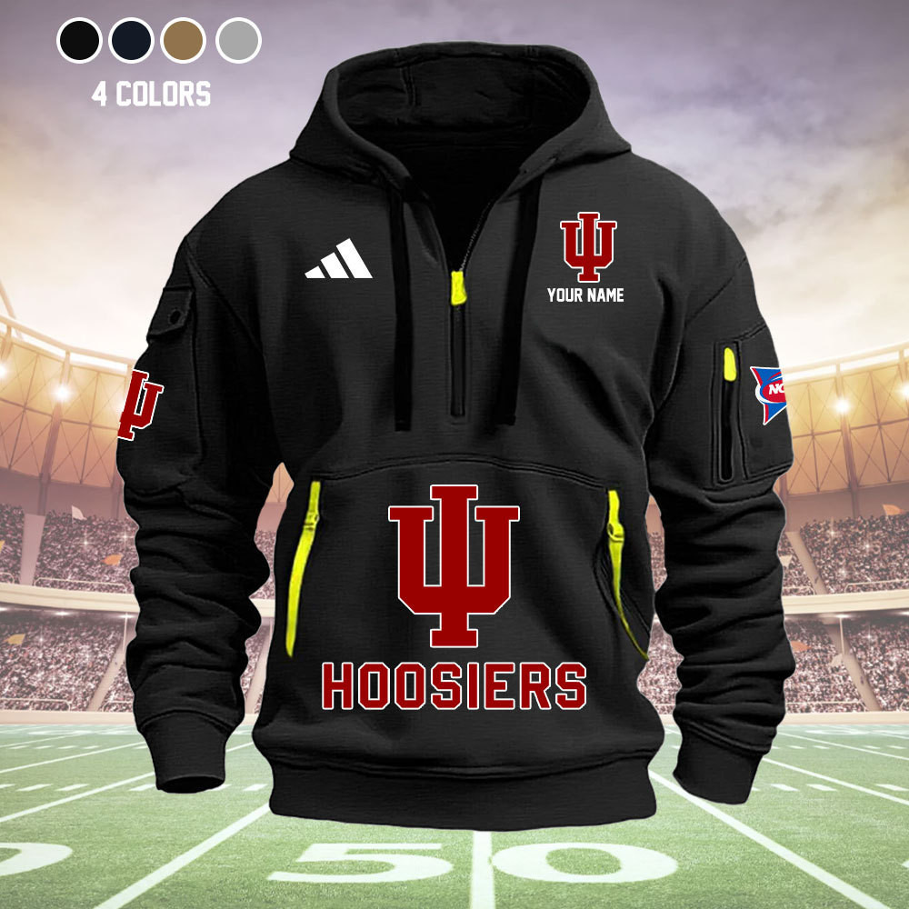 Indiana Hoosiers Quarter Zip Hoodie - Famjoys Indiana Hoosiers Quarter Zip Hoodie - Famjoys