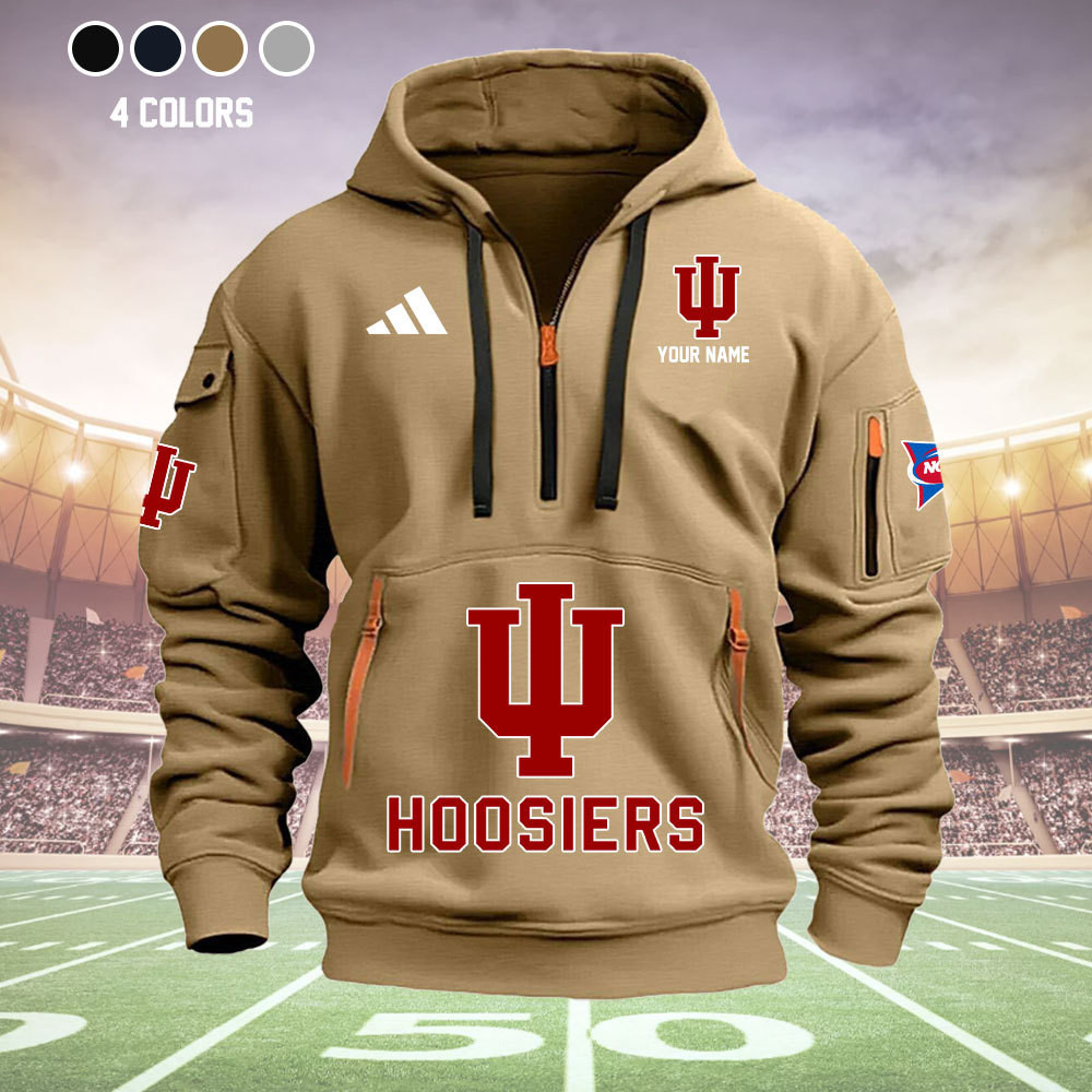 Indiana Hoosiers Quarter Zip Hoodie - Famjoys Indiana Hoosiers Quarter Zip Hoodie - Famjoys