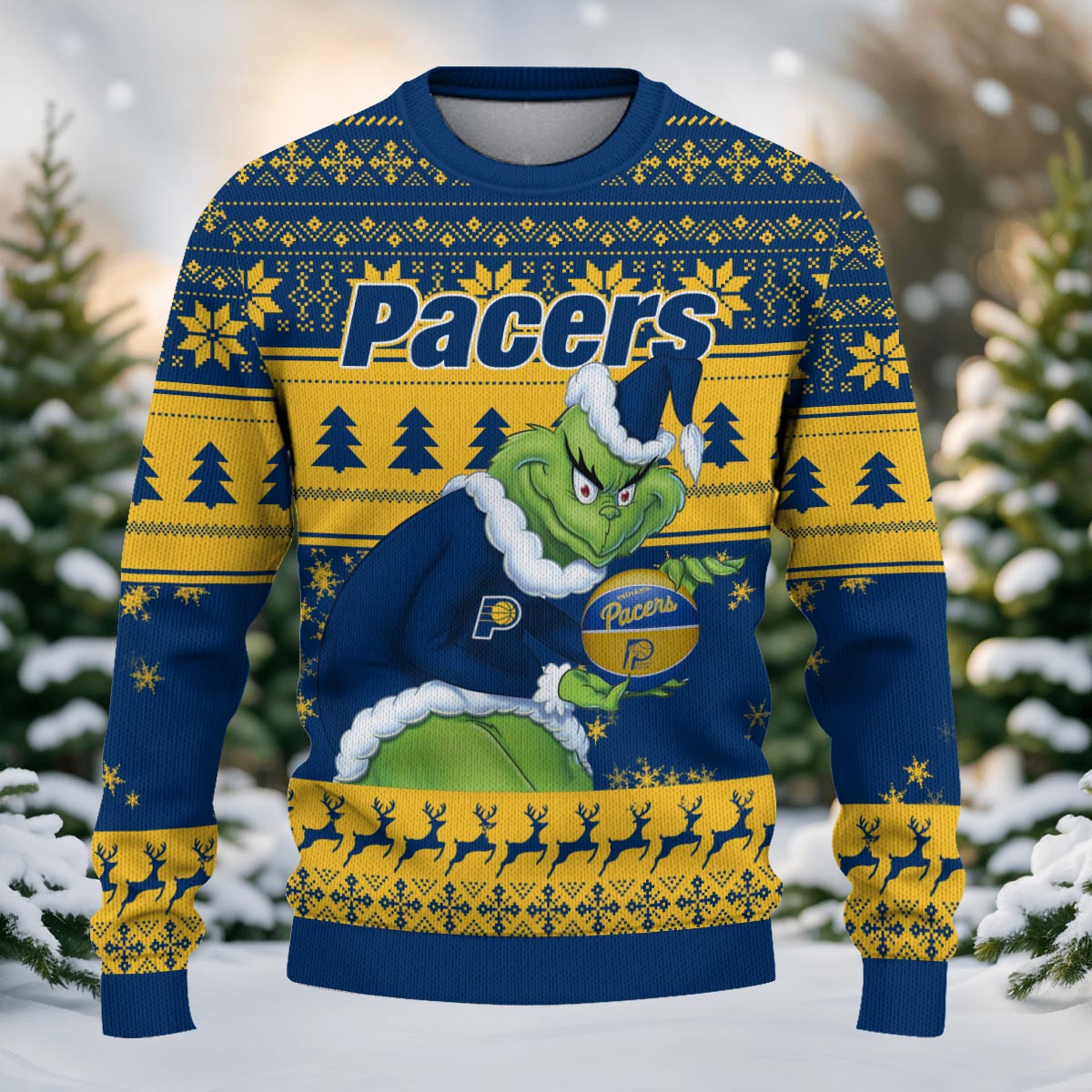 Indiana Pacers Grinch Christmas Ugly Sweater - Famjoys Indiana Pacers Grinch Christmas Ugly Sweater - Famjoys