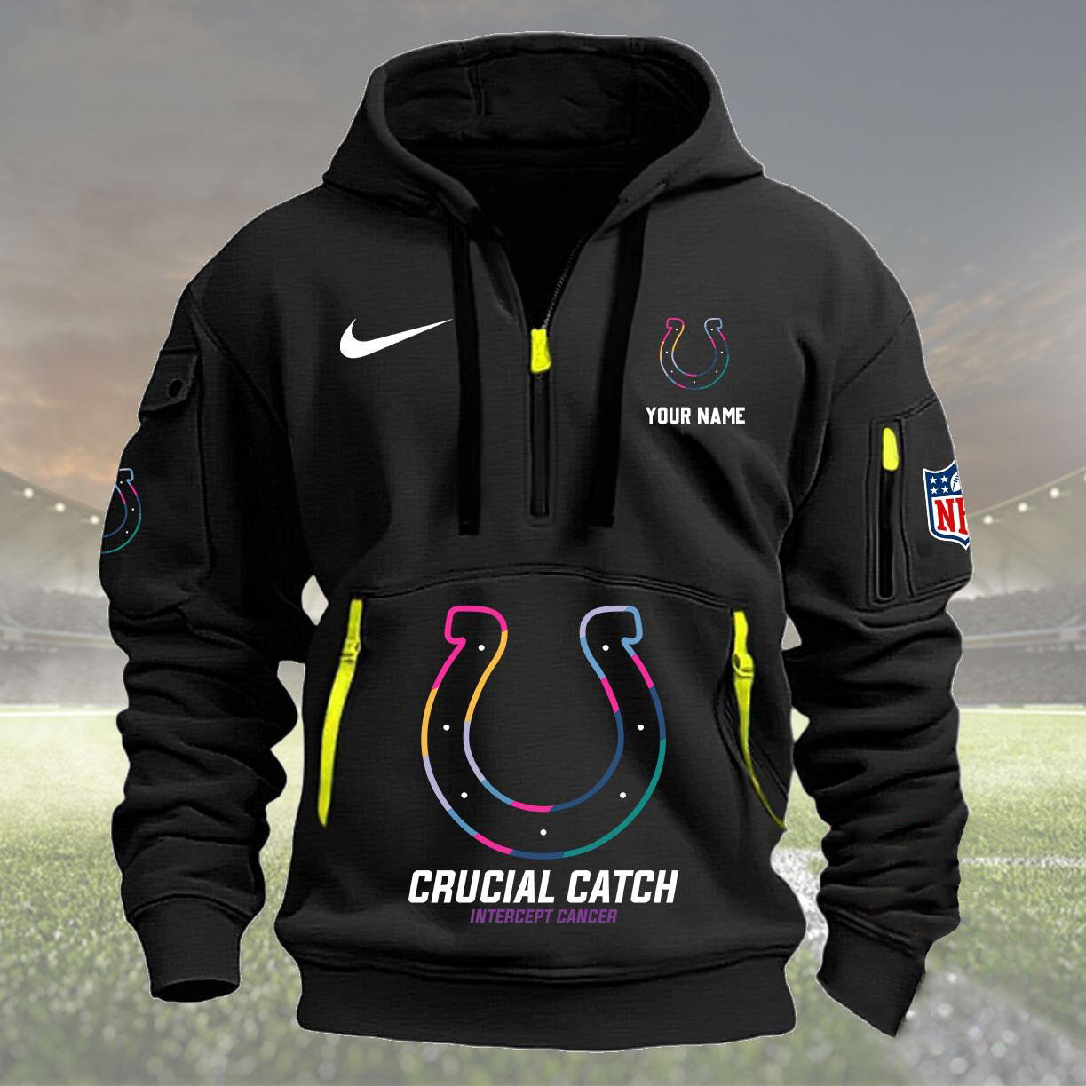 Indianapolis Colts 2024 Quarter Half Zip Hoodie Crucial Catch Intercept Cancer - Famjoys Indianapolis Colts 2024 Quarter Half Zip Hoodie Crucial Catch Intercept Cancer - Famjoys