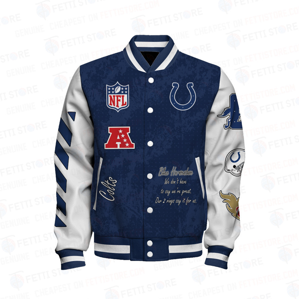 Indianapolis Colts 2X Champions Print Varsity Jacket SFAT V9 - Famjoys Indianapolis Colts 2X Champions Print Varsity Jacket SFAT V9 - Famjoys