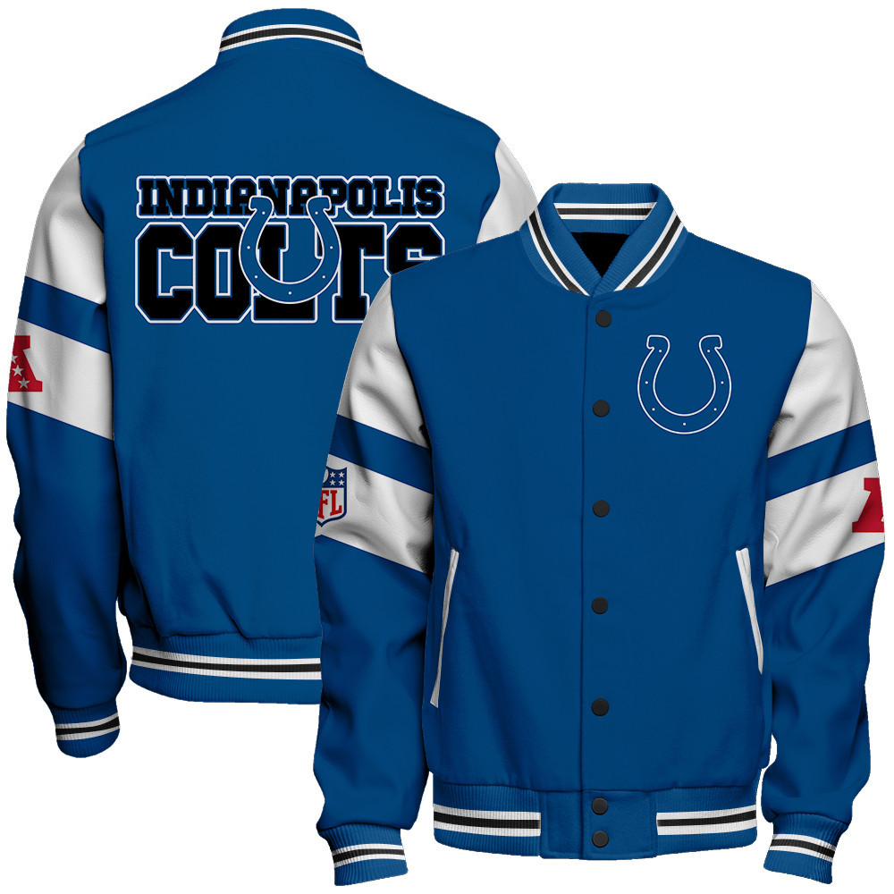 Indianapolis Colts American Football Conference Unisex Varsity Jacket V11 - Famjoys Indianapolis Colts American Football Conference Unisex Varsity Jacket V11 - Famjoys