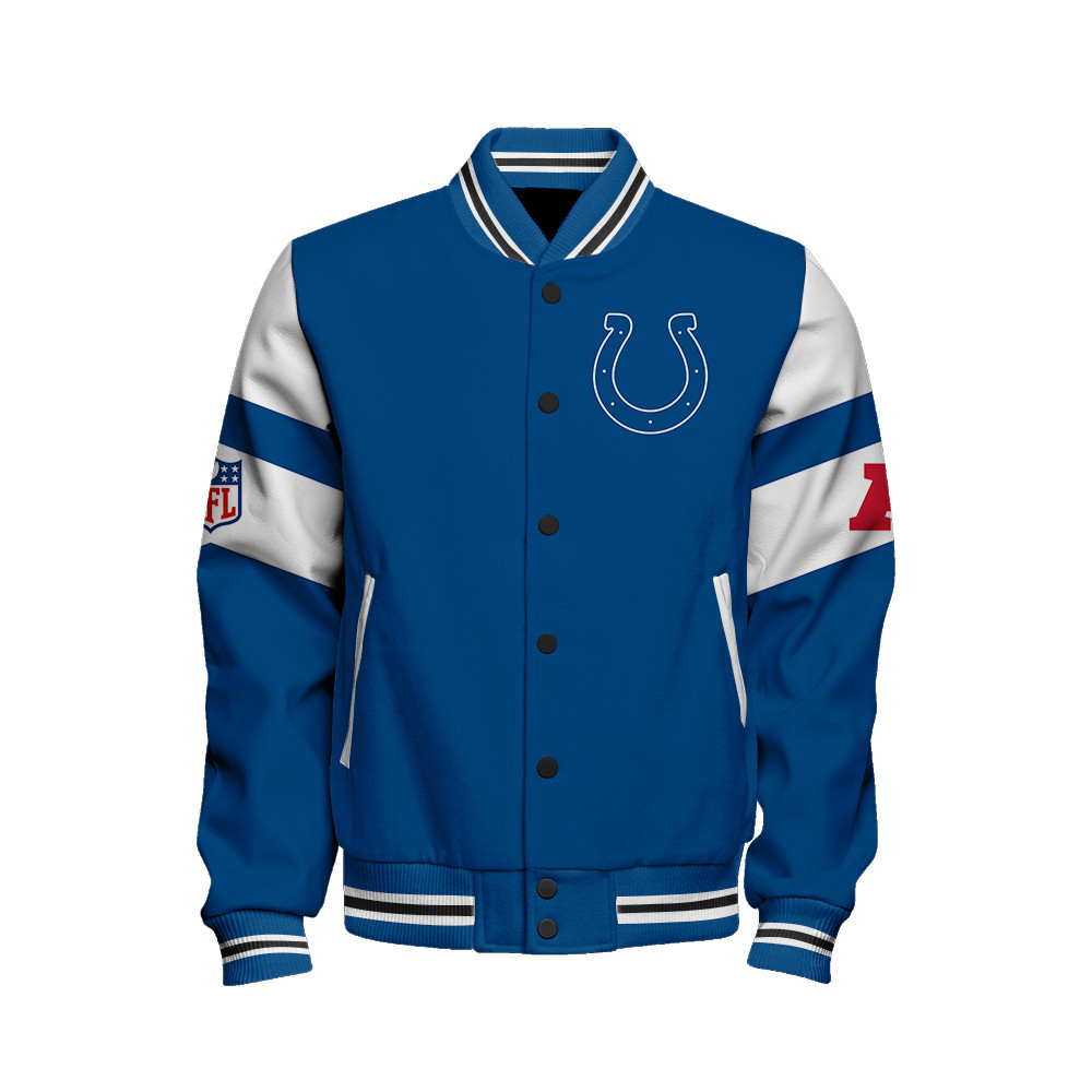 Indianapolis Colts American Football Conference Unisex Varsity Jacket V11 - Famjoys Indianapolis Colts American Football Conference Unisex Varsity Jacket V11 - Famjoys