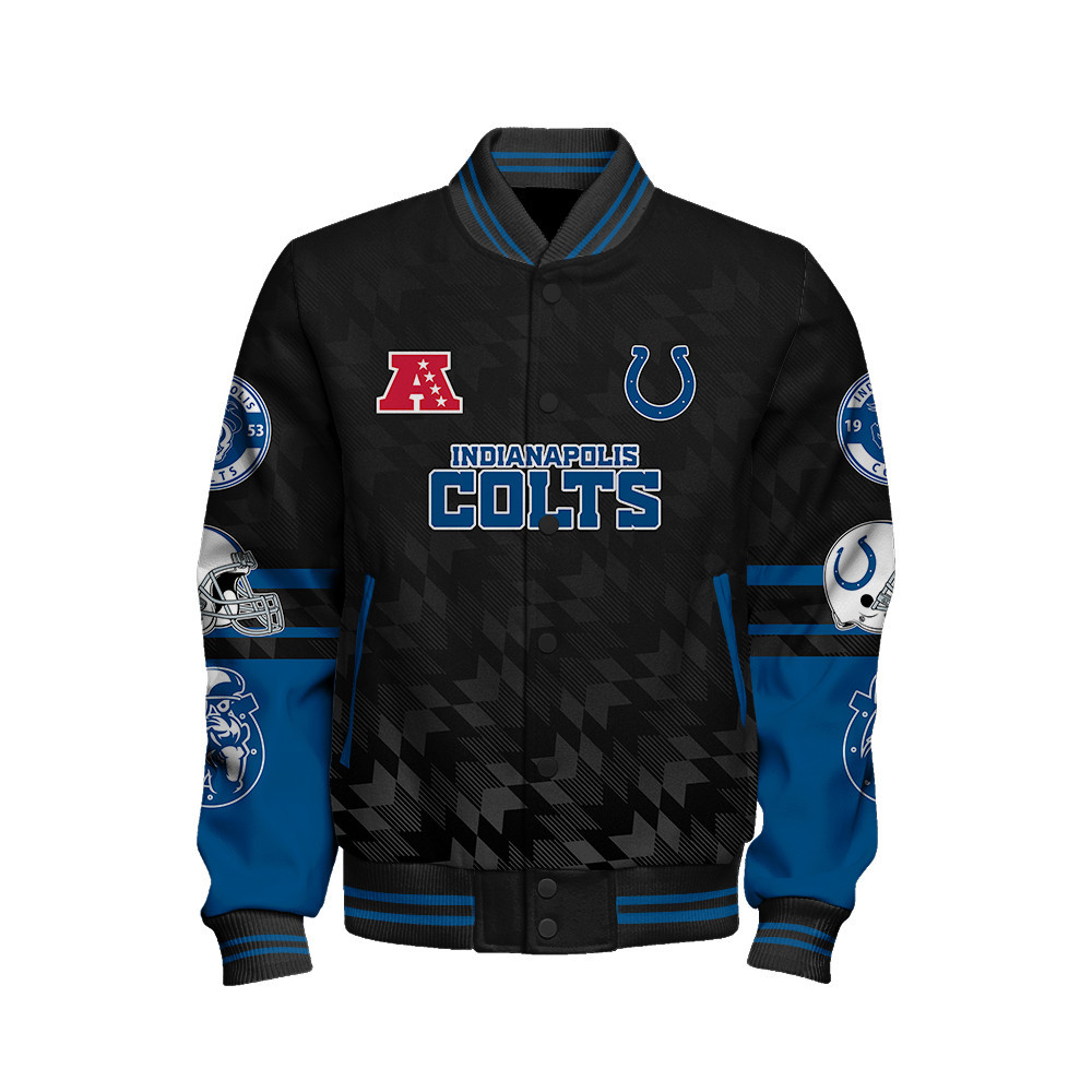 Indianapolis Colts American Football Conference Unisex Varsity Jacket V12 - Famjoys Indianapolis Colts American Football Conference Unisex Varsity Jacket V12 - Famjoys