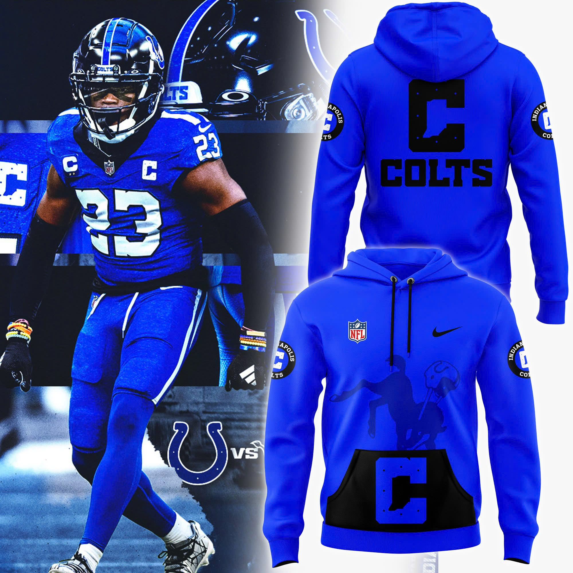 Indianapolis Colts Blue Pullover Hoodie V3 - Famjoys Indianapolis Colts Blue Pullover Hoodie V3 - Famjoys