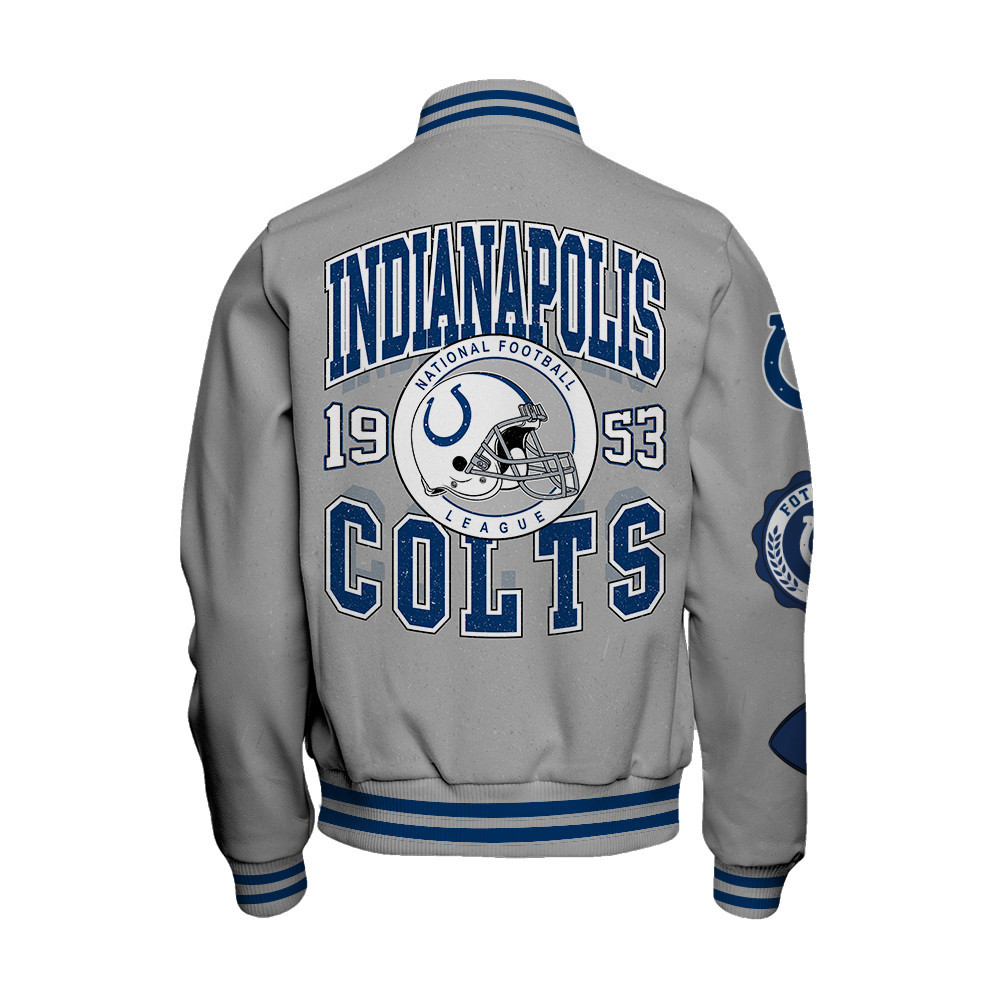 Indianapolis Colts - Feel The Power Unisex Varsity Jacket - Famjoys Indianapolis Colts - Feel The Power Unisex Varsity Jacket - Famjoys