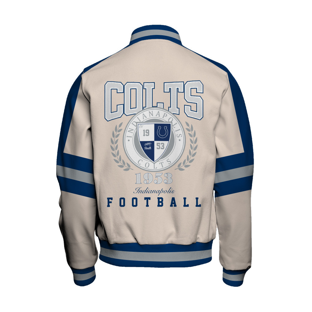 Indianapolis Colts - Feel The Power Unisex Varsity Jacket - Famjoys Indianapolis Colts - Feel The Power Unisex Varsity Jacket - Famjoys