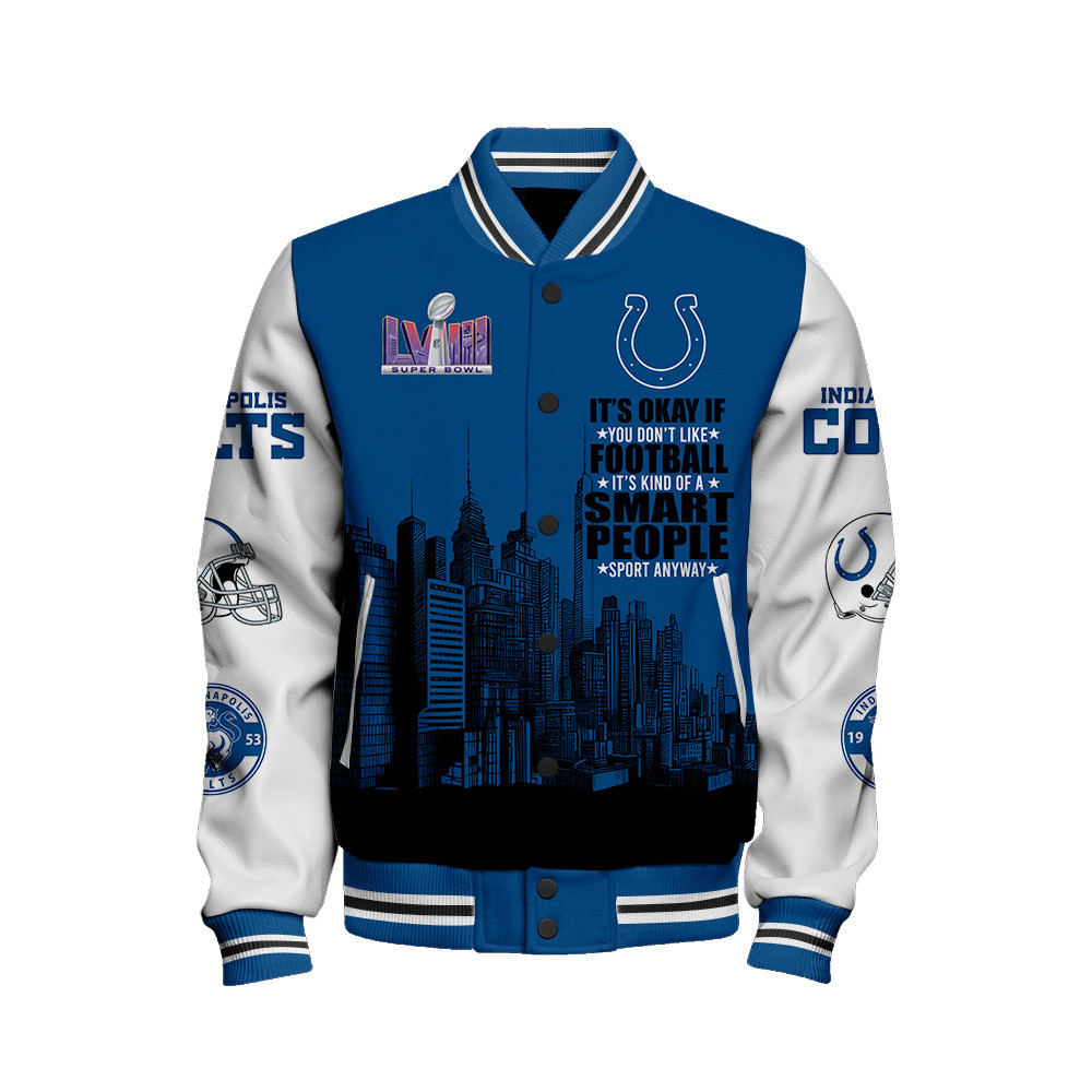 Indianapolis Colts National Football League Varsity Jacket STM V5 - Famjoys Indianapolis Colts National Football League Varsity Jacket STM V5 - Famjoys