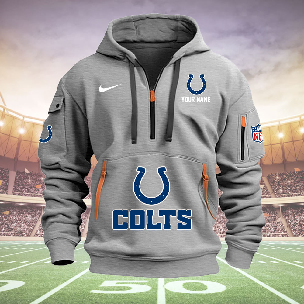 Indianapolis Colts New Personalized Quarter Zip Hoodie AZBTQZH000026 - Famjoys Indianapolis Colts New Personalized Quarter Zip Hoodie AZBTQZH000026 - Famjoys