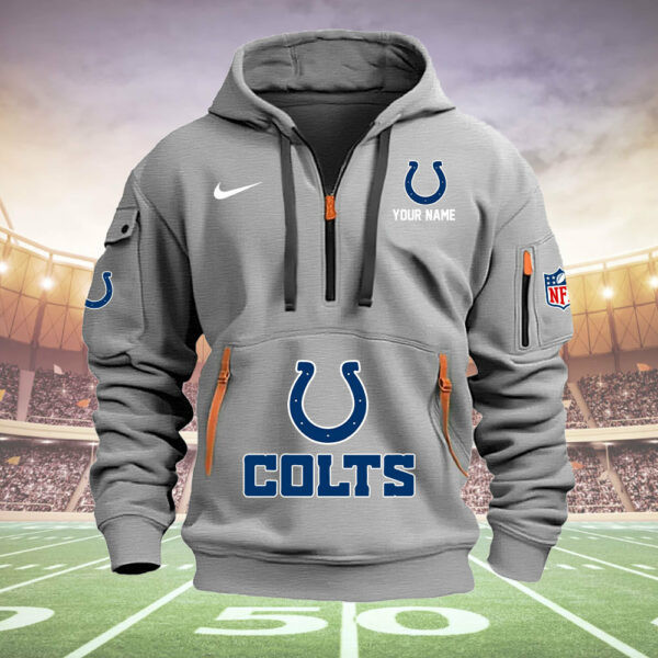 Indianapolis Colts New Personalized Quarter Zip Hoodie AZBTQZH000026 - Famjoys Indianapolis Colts New Personalized Quarter Zip Hoodie AZBTQZH000026 - Famjoys