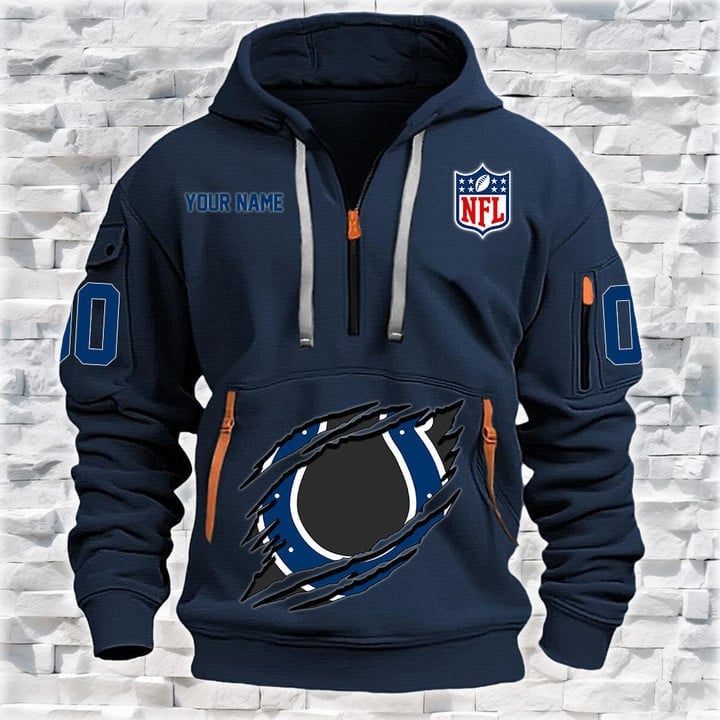 Indianapolis Colts New Personalized Quarter Zip Hoodie AZBTQZH000085 - Famjoys Indianapolis Colts New Personalized Quarter Zip Hoodie AZBTQZH000085 - Famjoys