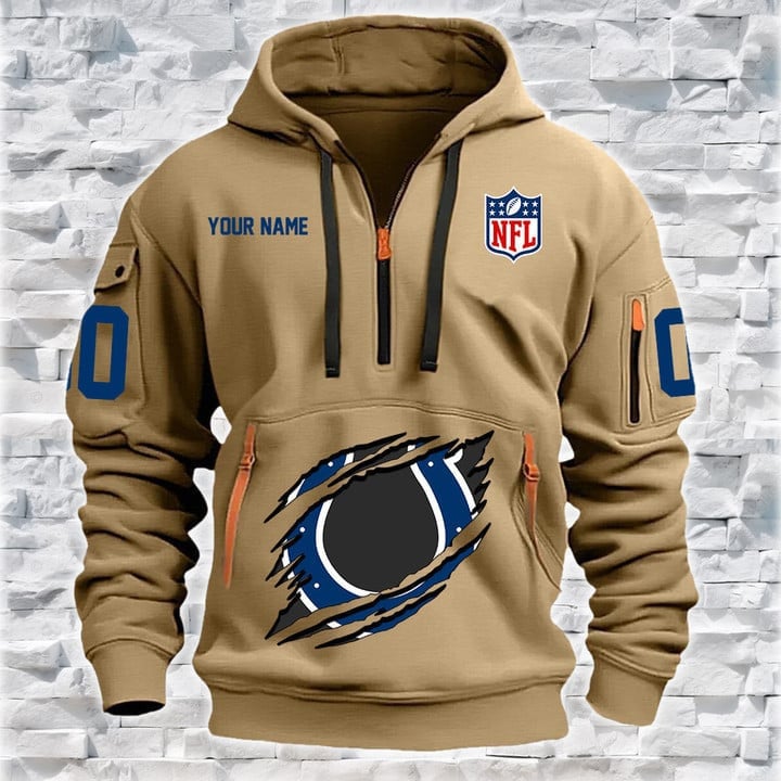 Indianapolis Colts New Personalized Quarter Zip Hoodie AZBTQZH000085 - Famjoys Indianapolis Colts New Personalized Quarter Zip Hoodie AZBTQZH000085 - Famjoys