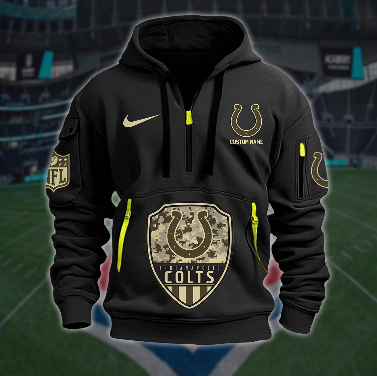 Indianapolis Colts New Personalized Quarter Zip Hoodie AZBTQZH000185 - Famjoys Indianapolis Colts New Personalized Quarter Zip Hoodie AZBTQZH000185 - Famjoys