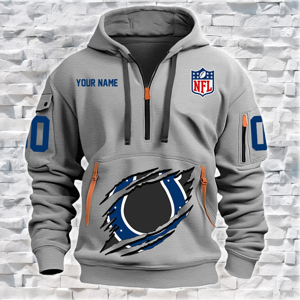 Indianapolis Colts New Personalized Quarter Zip Hoodie NA002 - Famjoys Indianapolis Colts New Personalized Quarter Zip Hoodie NA002 - Famjoys