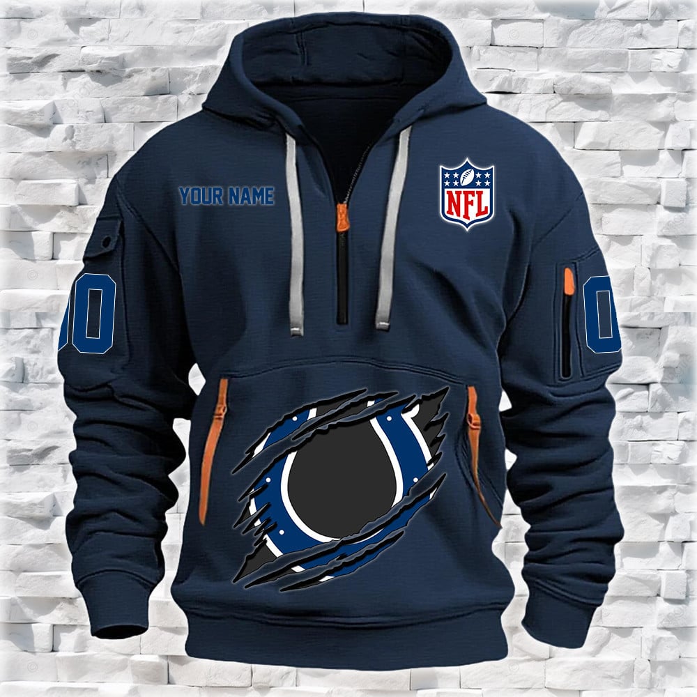 Indianapolis Colts New Personalized Quarter Zip Hoodie NA002 - Famjoys Indianapolis Colts New Personalized Quarter Zip Hoodie NA002 - Famjoys
