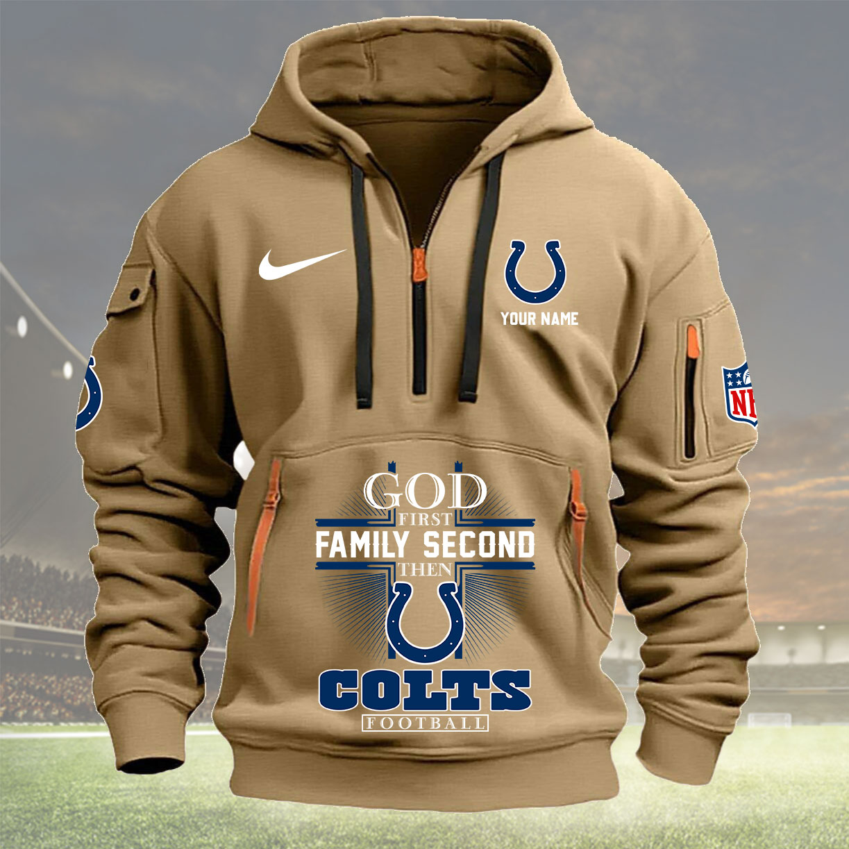 Indianapolis Colts Personalized Quarter Zip Hoodie New Collection AZBTQZH000254 - Famjoys Indianapolis Colts Personalized Quarter Zip Hoodie New Collection AZBTQZH000254 - Famjoys