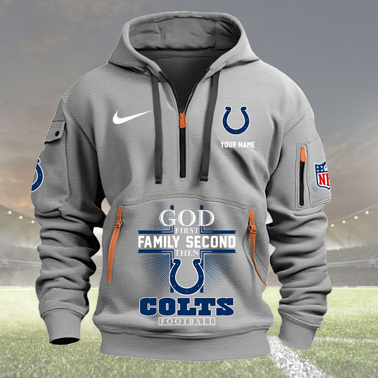 Indianapolis Colts Personalized Quarter Zip Hoodie New Collection AZBTQZH000254 - Famjoys Indianapolis Colts Personalized Quarter Zip Hoodie New Collection AZBTQZH000254 - Famjoys