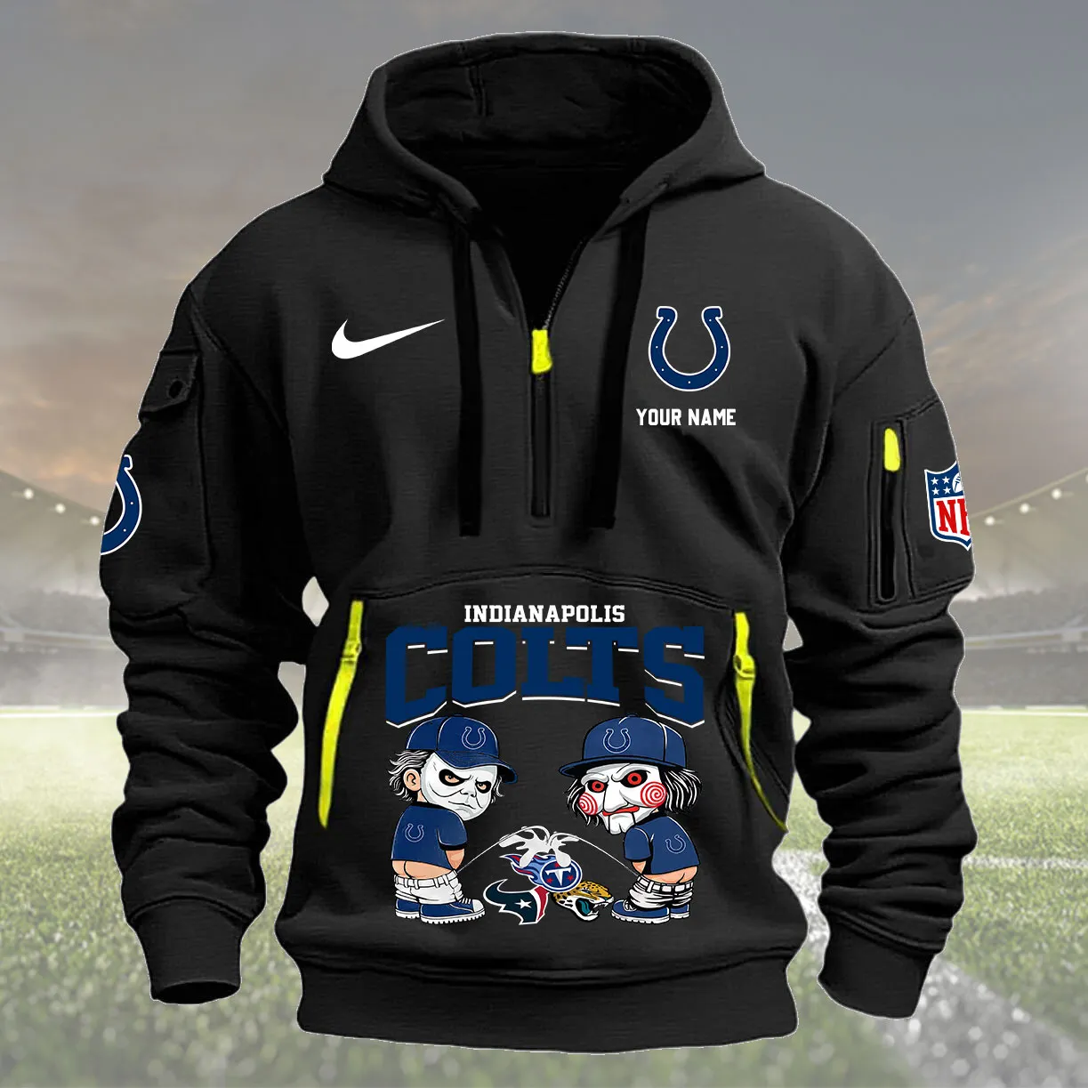Indianapolis Colts Personalized Quarter Zip Hoodie New Collection AZBTQZH000288 - Famjoys Indianapolis Colts Personalized Quarter Zip Hoodie New Collection AZBTQZH000288 - Famjoys