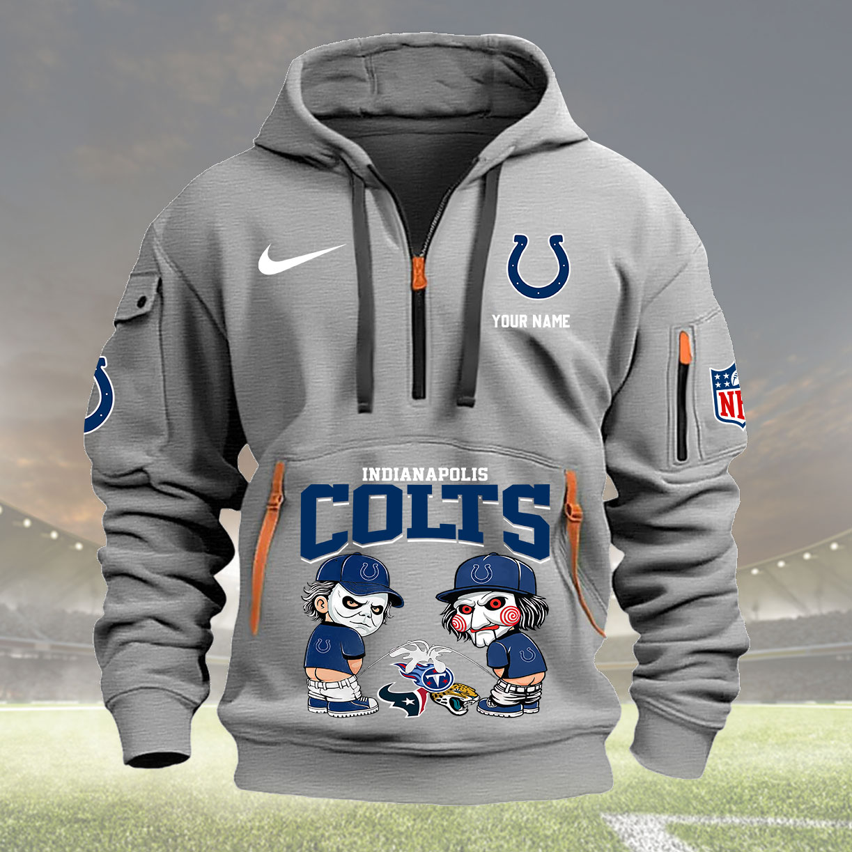 Indianapolis Colts Personalized Quarter Zip Hoodie New Collection AZBTQZH000288 - Famjoys Indianapolis Colts Personalized Quarter Zip Hoodie New Collection AZBTQZH000288 - Famjoys