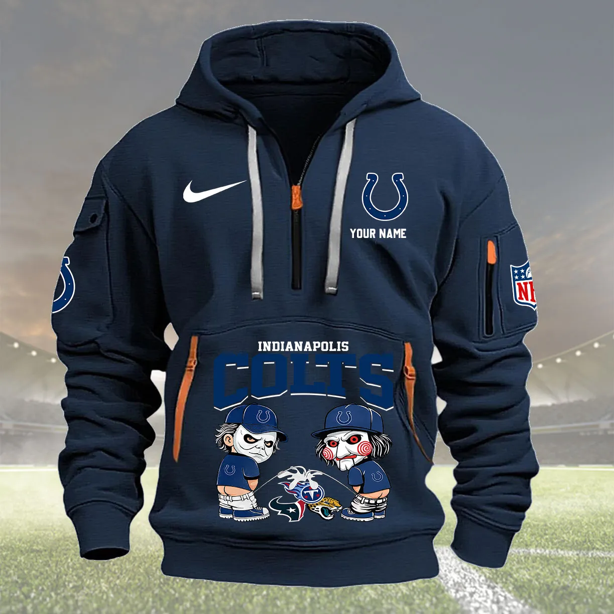 Indianapolis Colts Personalized Quarter Zip Hoodie New Collection AZBTQZH000288 - Famjoys Indianapolis Colts Personalized Quarter Zip Hoodie New Collection AZBTQZH000288 - Famjoys