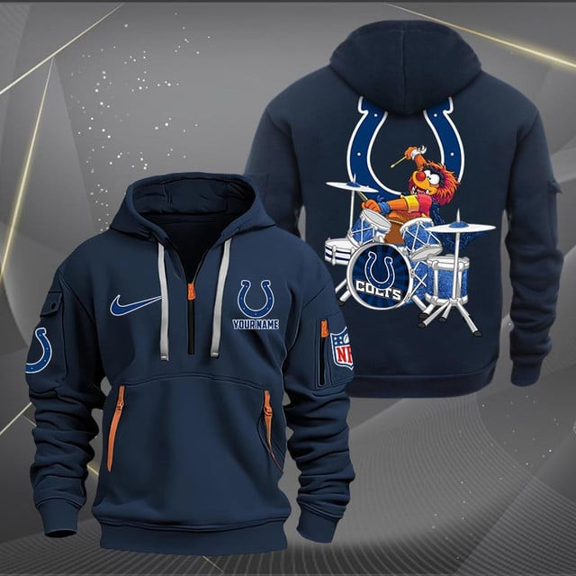 Indianapolis Colts Premium Personalized Quarter Zip Hoodie AZBTCQZH000014 - Famjoys Indianapolis Colts Premium Personalized Quarter Zip Hoodie AZBTCQZH000014 - Famjoys