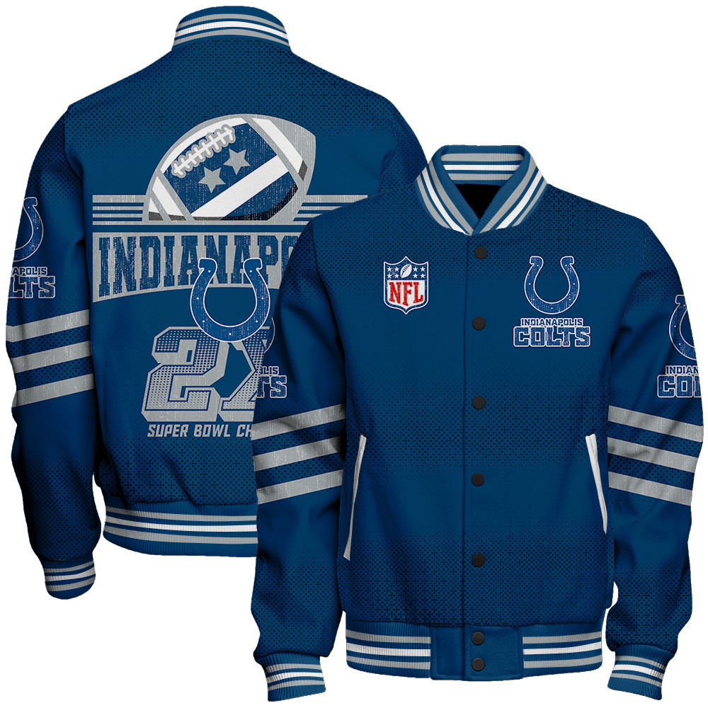 Indianapolis Colts Proud Of Every Championship Win Unisex Varsity Jacket - Famjoys Indianapolis Colts Proud Of Every Championship Win Unisex Varsity Jacket - Famjoys