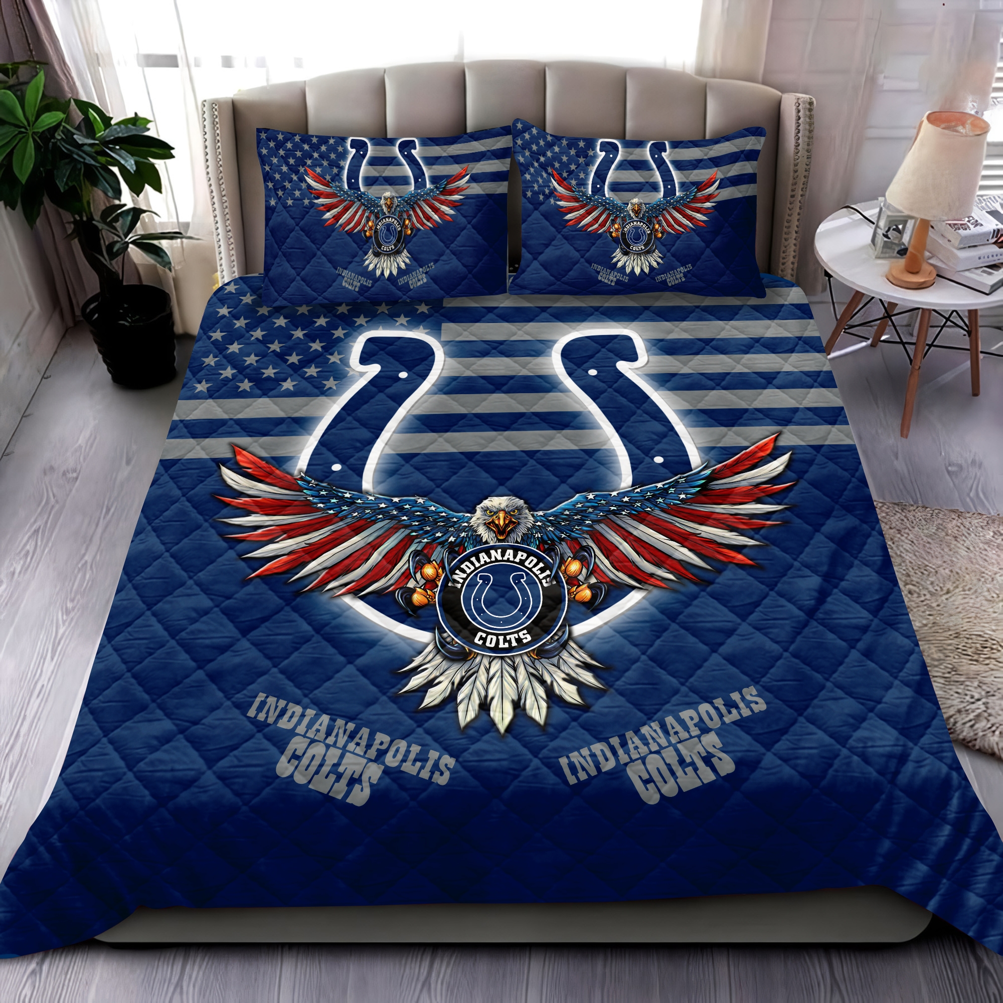 Indianapolis Colts Quilt Bedding Set M02 - Famjoys Indianapolis Colts Quilt Bedding Set M02 - Famjoys