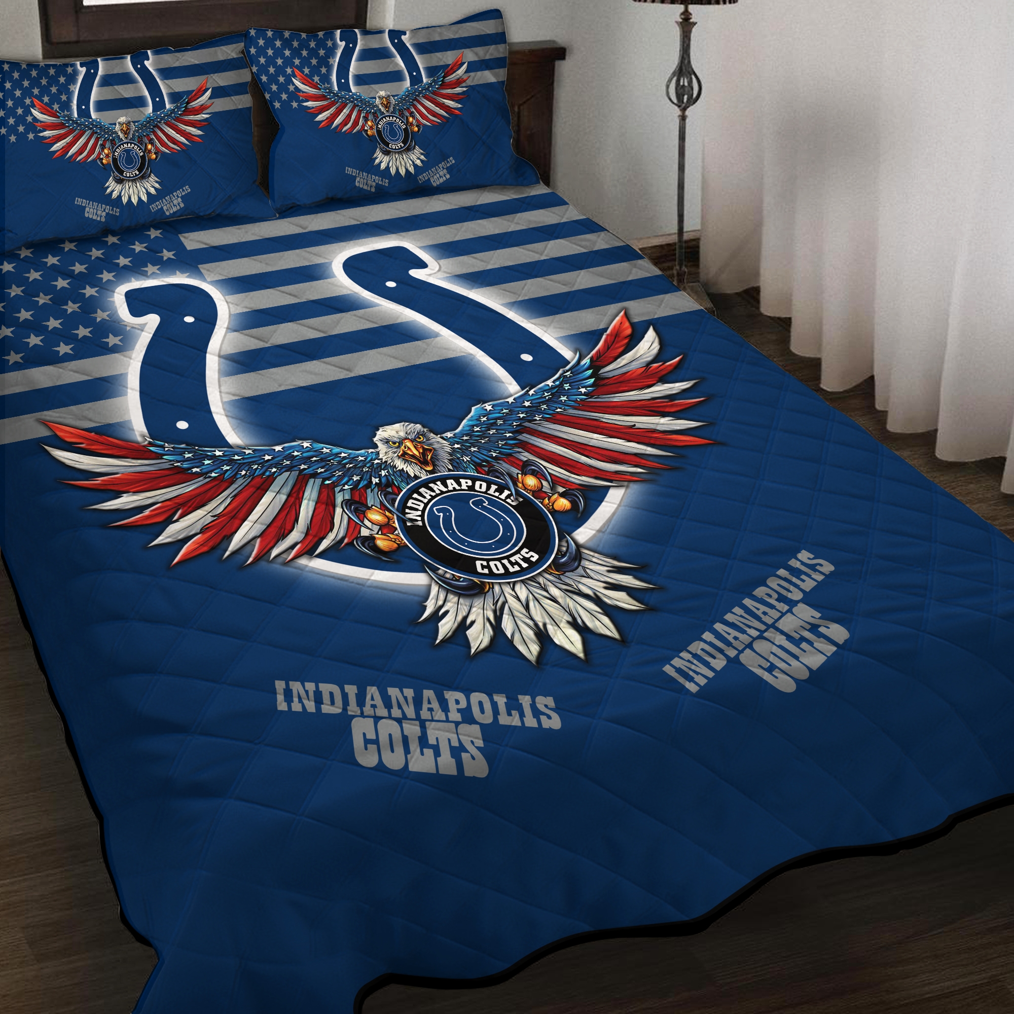 Indianapolis Colts Quilt Bedding Set M02 - Famjoys Indianapolis Colts Quilt Bedding Set M02 - Famjoys
