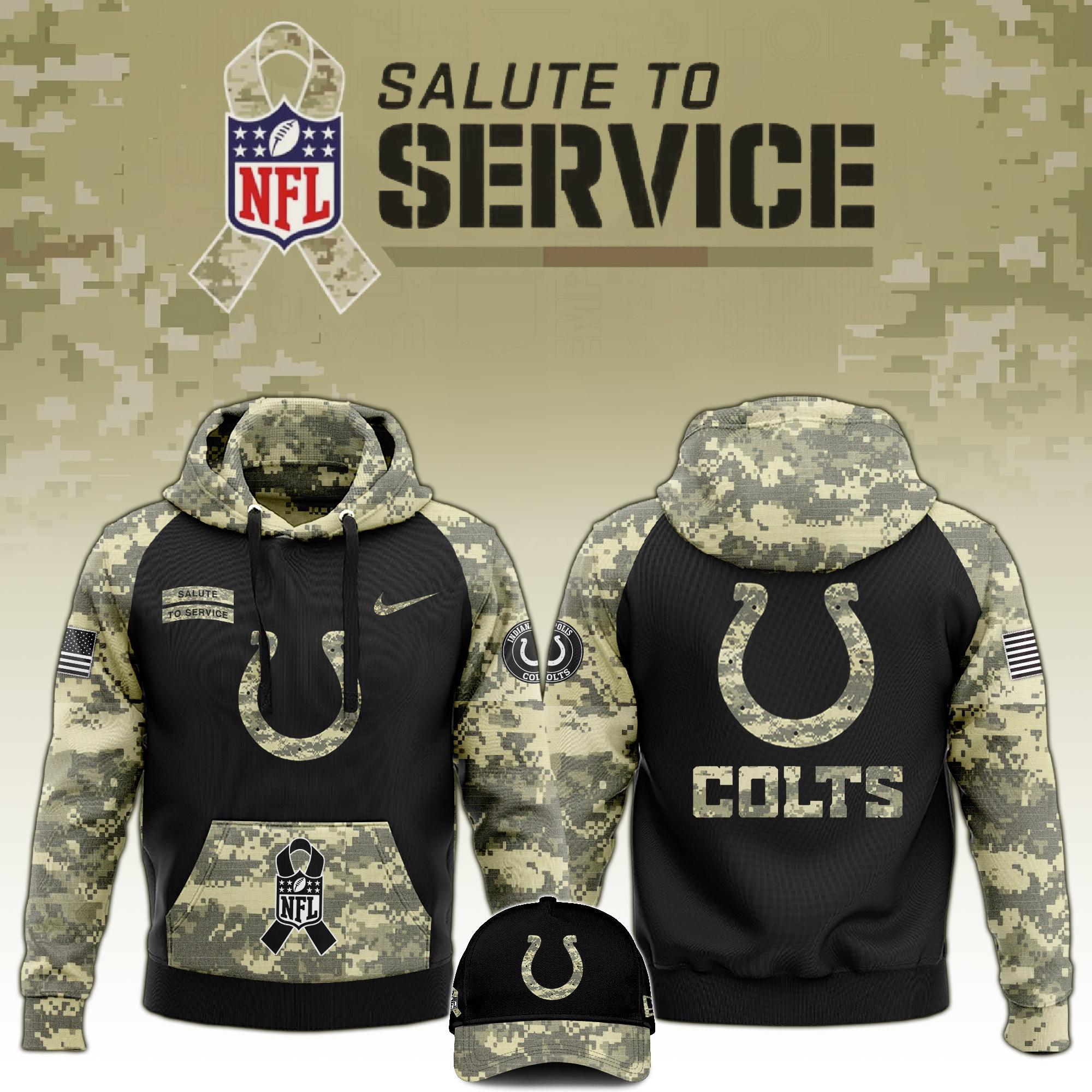 Indianapolis Colts  Salute to Service Club   Camo Hoodie #2