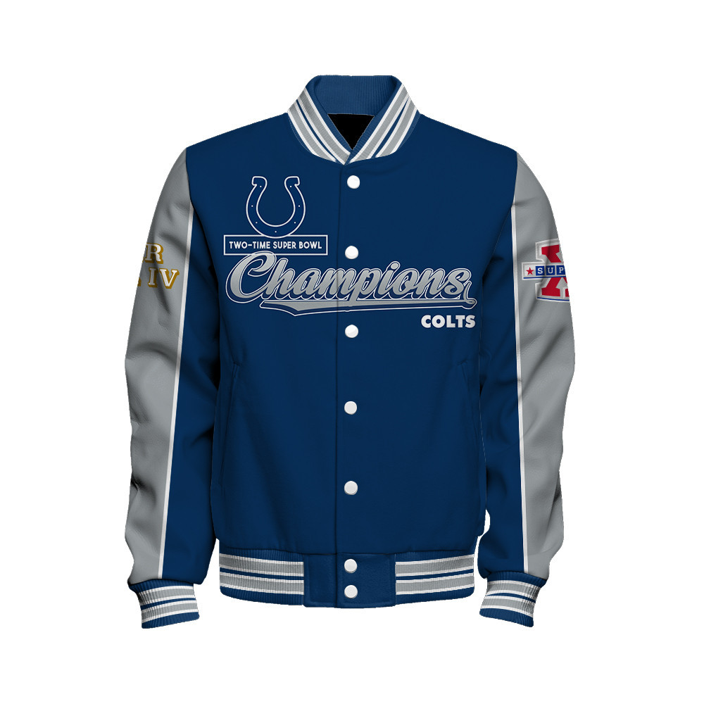 Indianapolis Colts Super Bowl Champions Live For These Colors Varsity Jacket - Famjoys Indianapolis Colts Super Bowl Champions Live For These Colors Varsity Jacket - Famjoys