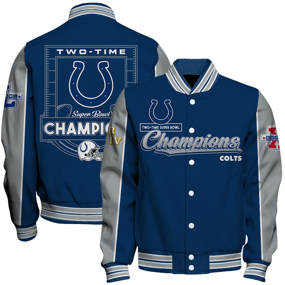 Indianapolis Colts Super Bowl Champions Live For These Colors Varsity Jacket - Famjoys Indianapolis Colts Super Bowl Champions Live For These Colors Varsity Jacket - Famjoys